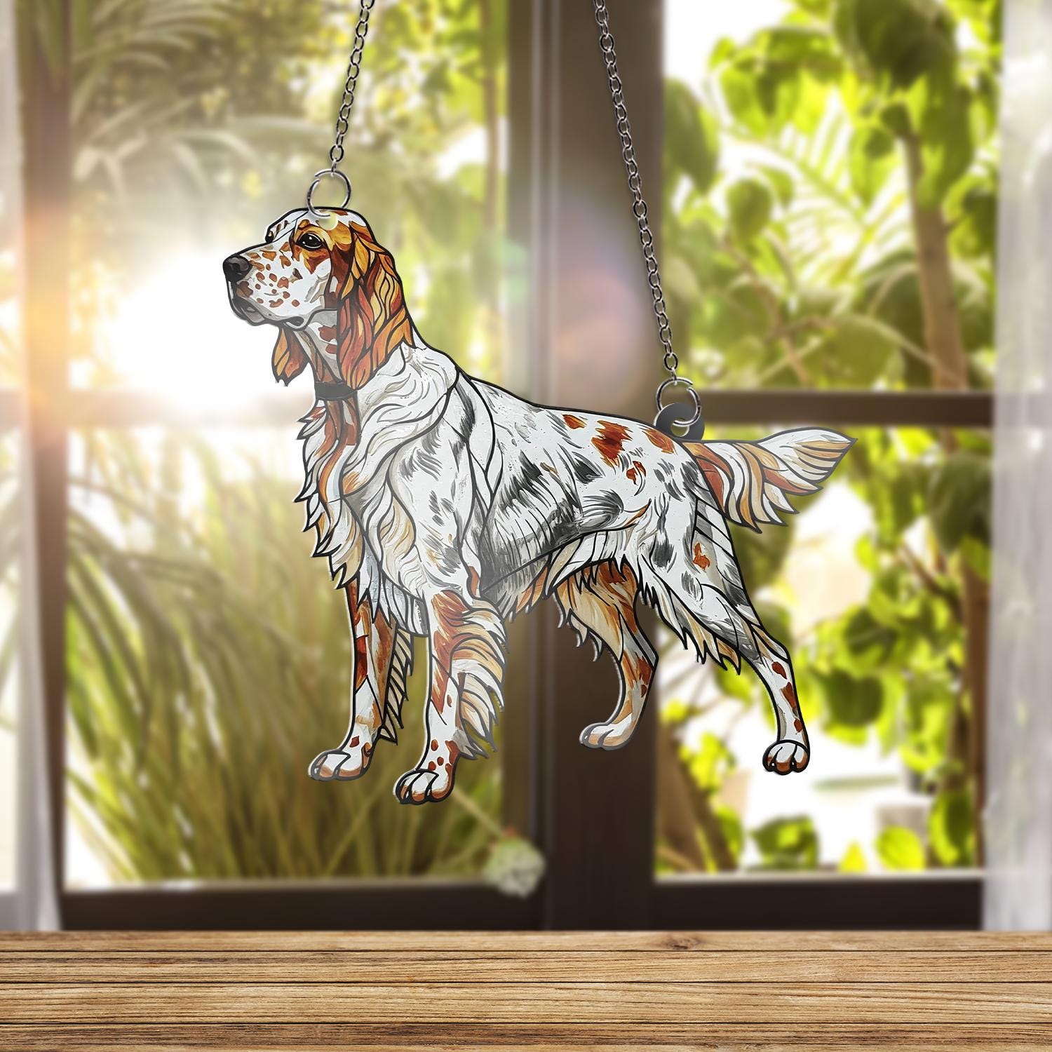 English Setter ACRYLIC Window Hanging, Dog Mom Gift, Bird Dog Decor, Gift for Dog Lovers, Hunting Dog Window Art, Gift For Dad