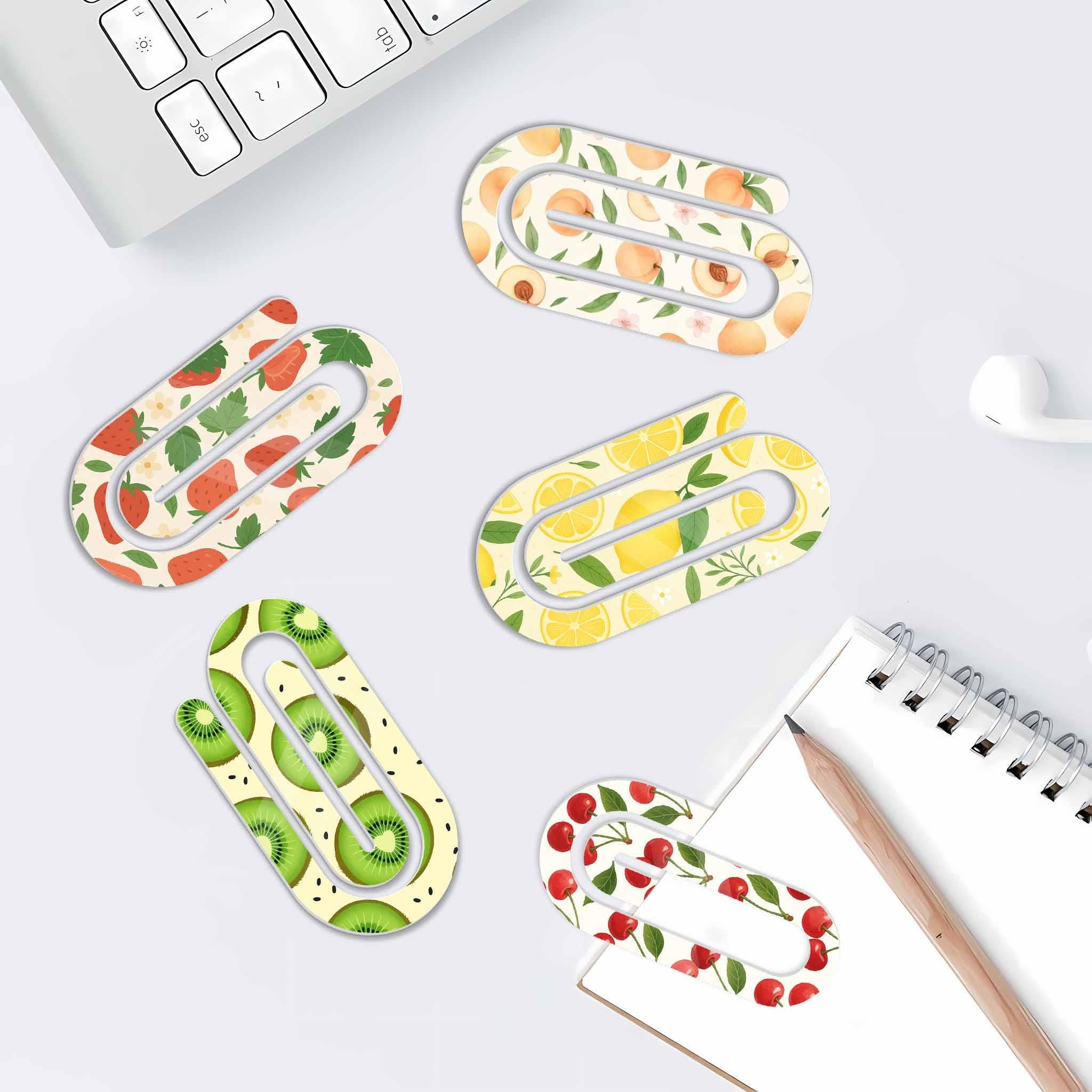 Fruit Paper Clip Bookmarks, Cute Fruit Page Markers, Summer Stationery, Fun Gift for Readers, Back to School Supplies, Office Decor