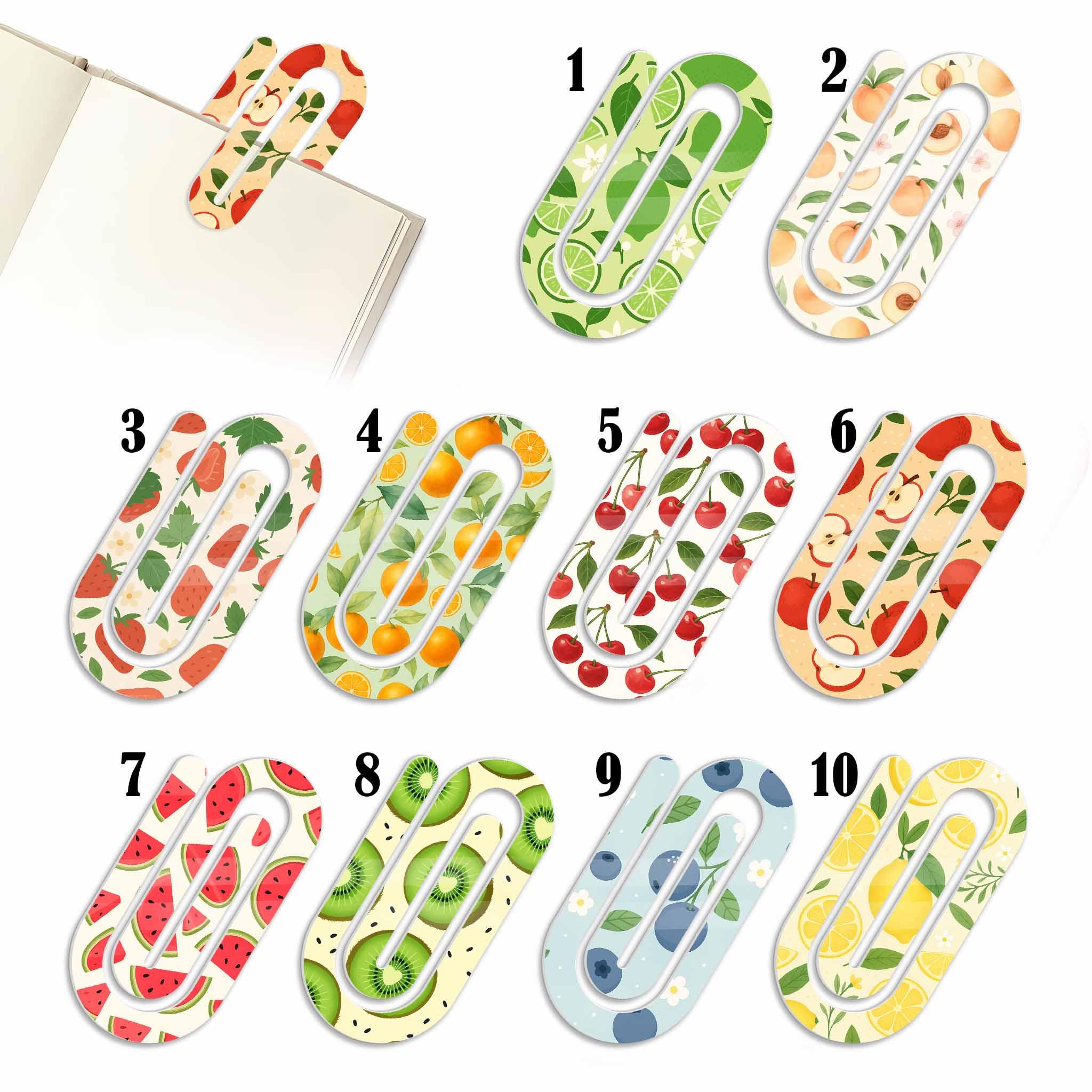 Fruit Paper Clip Bookmarks, Cute Fruit Page Markers, Summer Stationery, Fun Gift for Readers, Back to School Supplies, Office Decor