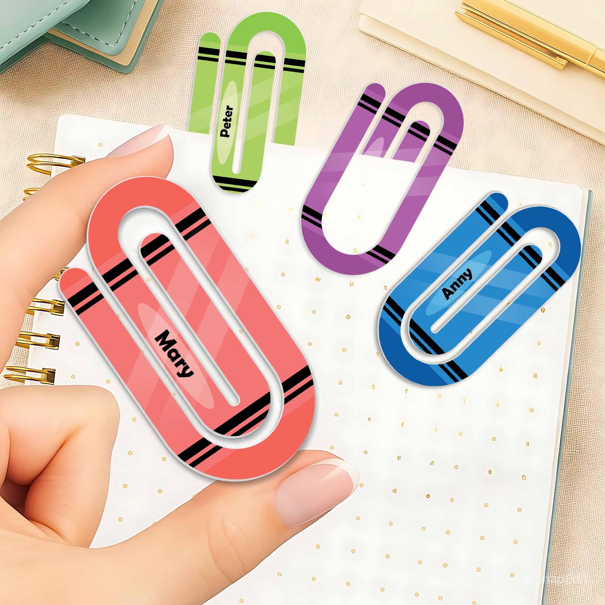 Personalized Name Paper Clips, Custom Color Page Markers, Cute Stationery Gift, Planner Accessories, Office School Supplies