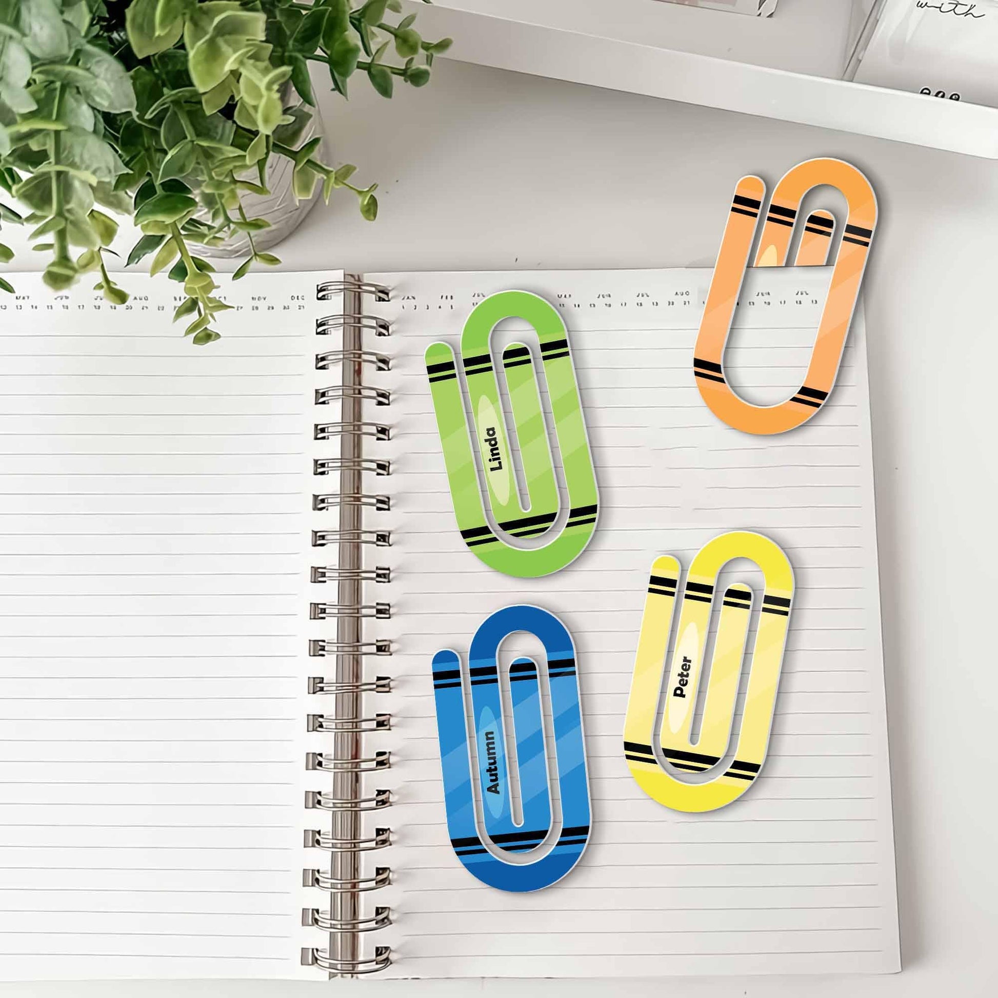 Personalized Name Paper Clips, Custom Color Page Markers, Cute Stationery Gift, Planner Accessories, Office School Supplies