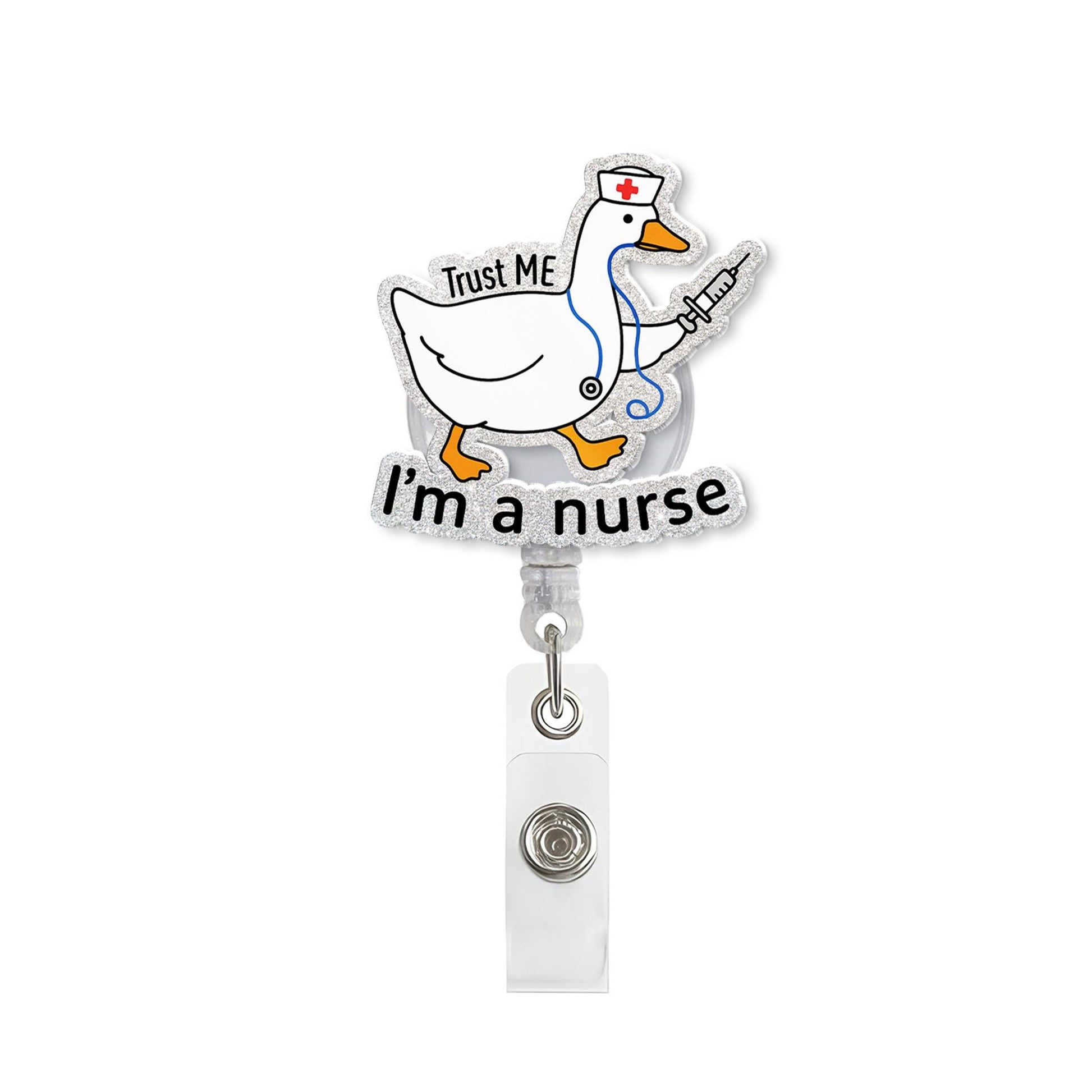 Silly Goose Nurse Badge Reel, Funny Medical ID Clip, Trust Me I'm a Nurse Gift, Goose Nurse Gift, RN Id Holder, Funny Gift For Nurse
