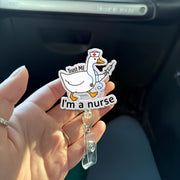Silly Goose Nurse Badge Reel, Funny Medical ID Clip, Trust Me I'm a Nurse Gift, Goose Nurse Gift, RN Id Holder, Funny Gift For Nurse