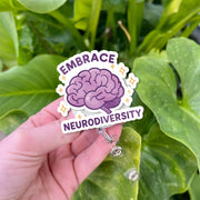Embrace Neurodiversity Badge Reel - Cute Brain Design ID Holder for Teachers, Therapists, Nurses, and Advocates, Funny Badge Reel