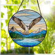 Osprey Bird Glass Suncatcher – Handcrafted Nature Window Hanging, Mountain Landscape Bird Gift for Home Decor, Mother's day gift