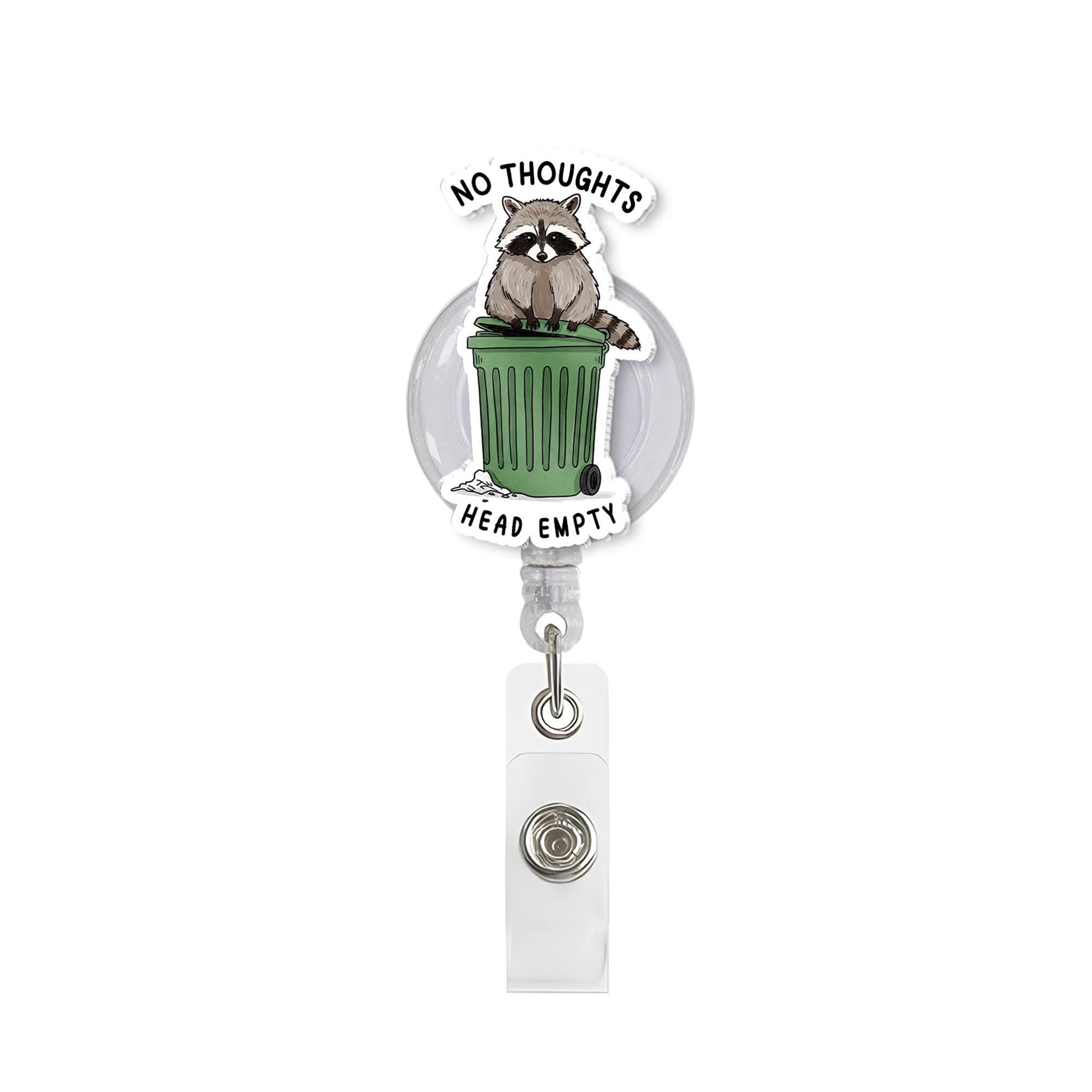 Funny Raccoon Badge Reel, No Thoughts Head Empty, Trash Panda ID Clip, Funny RN id Holder, Funny Lanyard, Working Accessories Gift