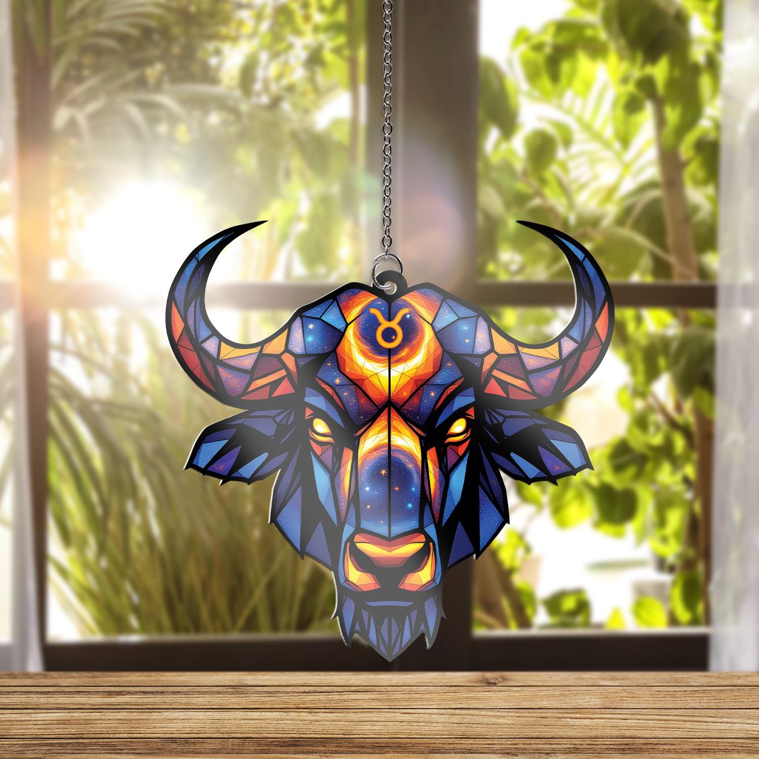 Taurus Zodiac Bull Acrylic Ornament, Geometric Celestial Window Hanging, Astrology Horoscope Gift, Gift For Her, Astrology Home Decor Gift