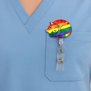 LGBT Cat Badge Reel | Pride ID Holder for Nurses & Teachers | Cute Rainbow Cat Badge Clip | LGBTQ+ Accessory | Queer Cat Gift