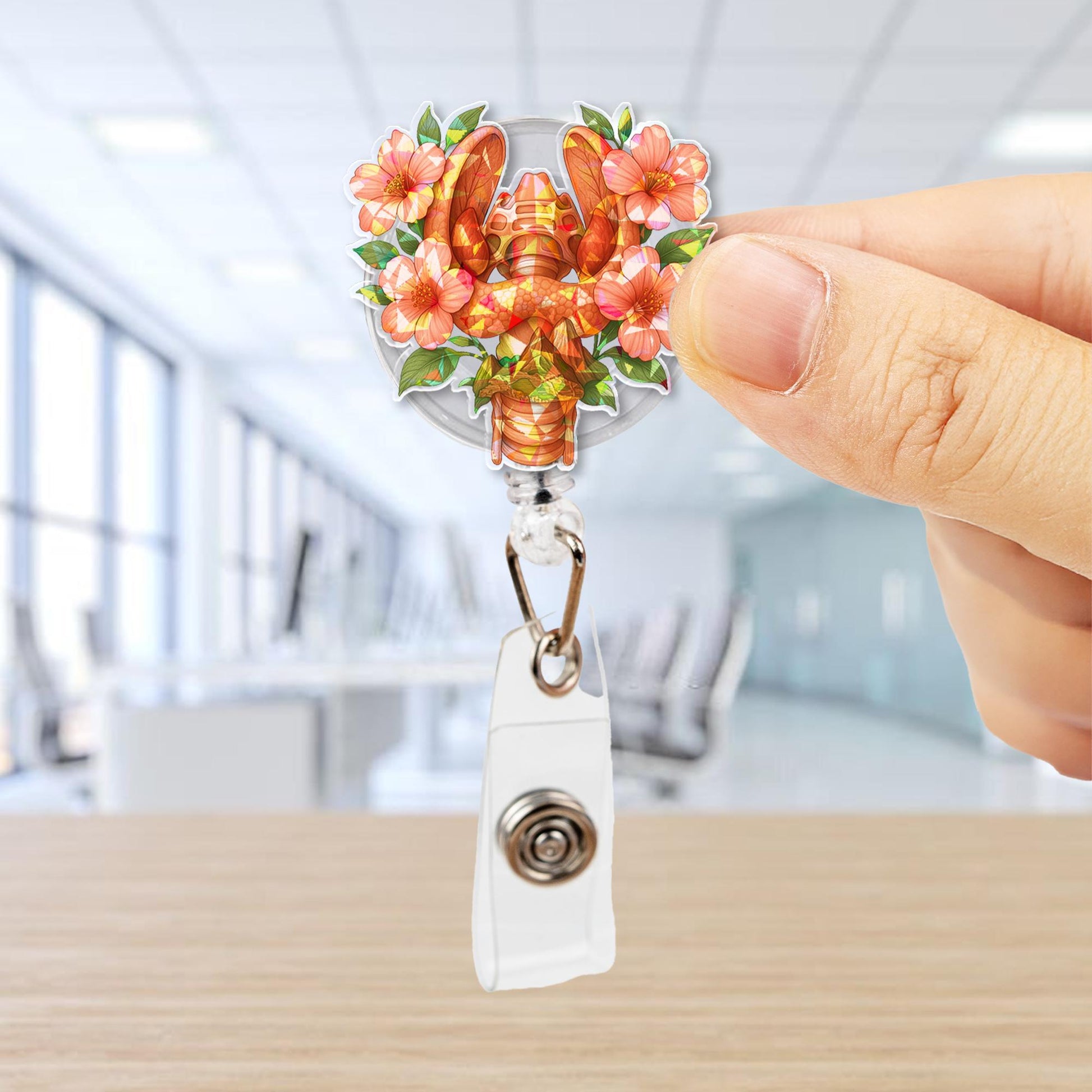 Thyroid & Parathyroid Hibiscus Badge Reel – Mother's Day Gift, Medical ID Holder, Floral Nurse Accessory, Doctor Gift, Nature-Inspired Clip
