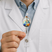 Lab Flask Badge Reel – Science Lover Gift, Mother's Day Idea, Chemist ID Clip, Medical Badge Holder, Nerdy Nurse Accessory