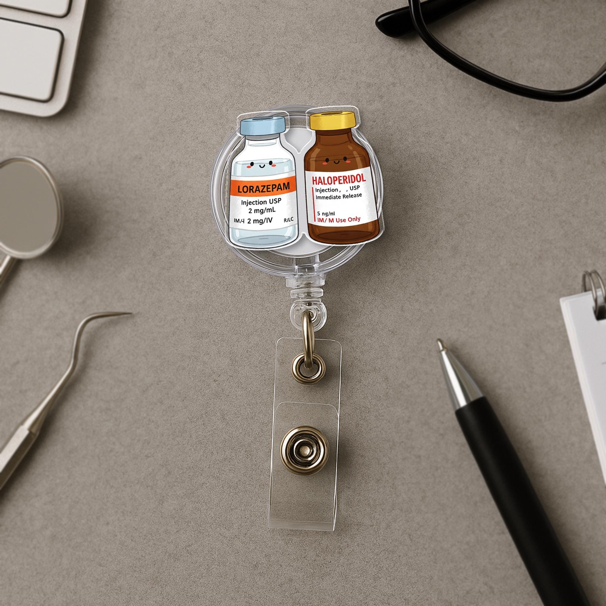 Rx Lorazepam best friend Badge Reel – Nurse Gift, Floral Medical ID Clip, Mother’s Day Gift, Pharmacy Badge Holder, Funny Healthcare