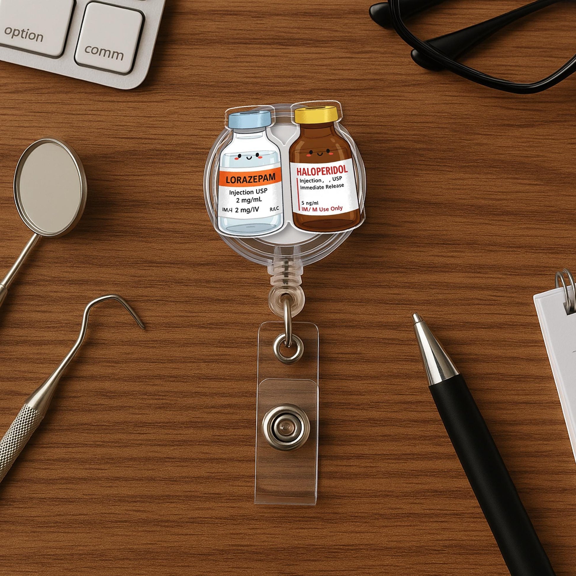 Rx Lorazepam best friend Badge Reel – Nurse Gift, Floral Medical ID Clip, Mother’s Day Gift, Pharmacy Badge Holder, Funny Healthcare