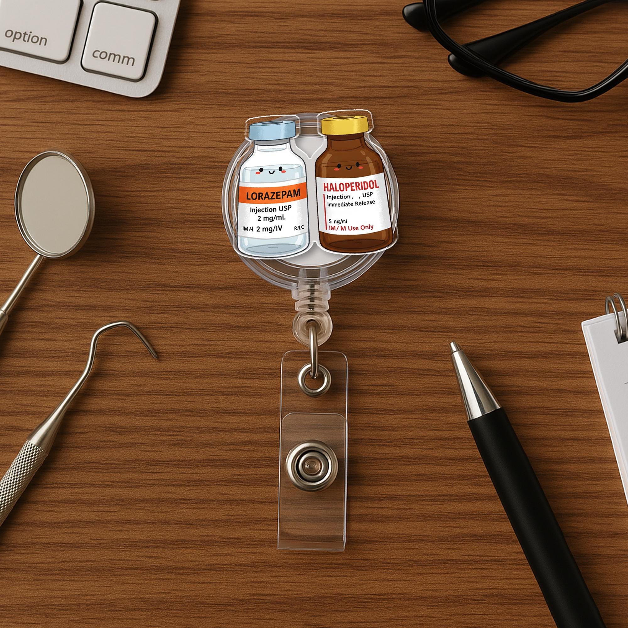 Rx Lorazepam best friend Badge Reel – Nurse Gift, Floral Medical ID Clip, Mother’s Day Gift, Pharmacy Badge Holder, Funny Healthcare