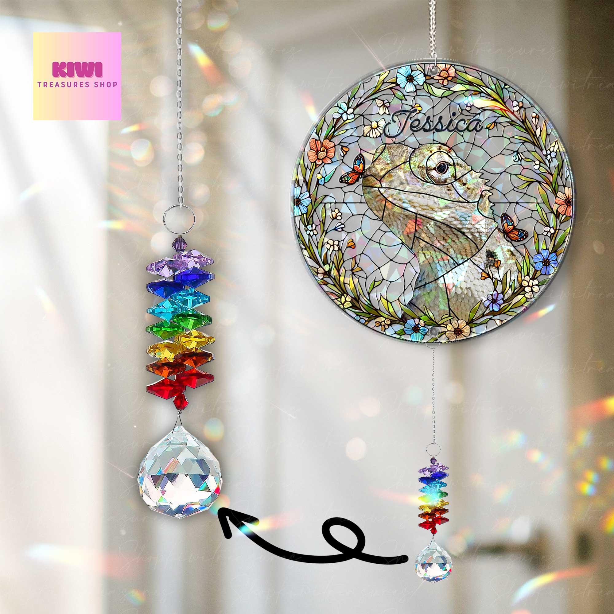 Bearded Dragon Memorial Suncatcher | Custom Pet Reptile Gift | Hologram Lizard Window Hanging | Mother's Day Gift for Pet Mom