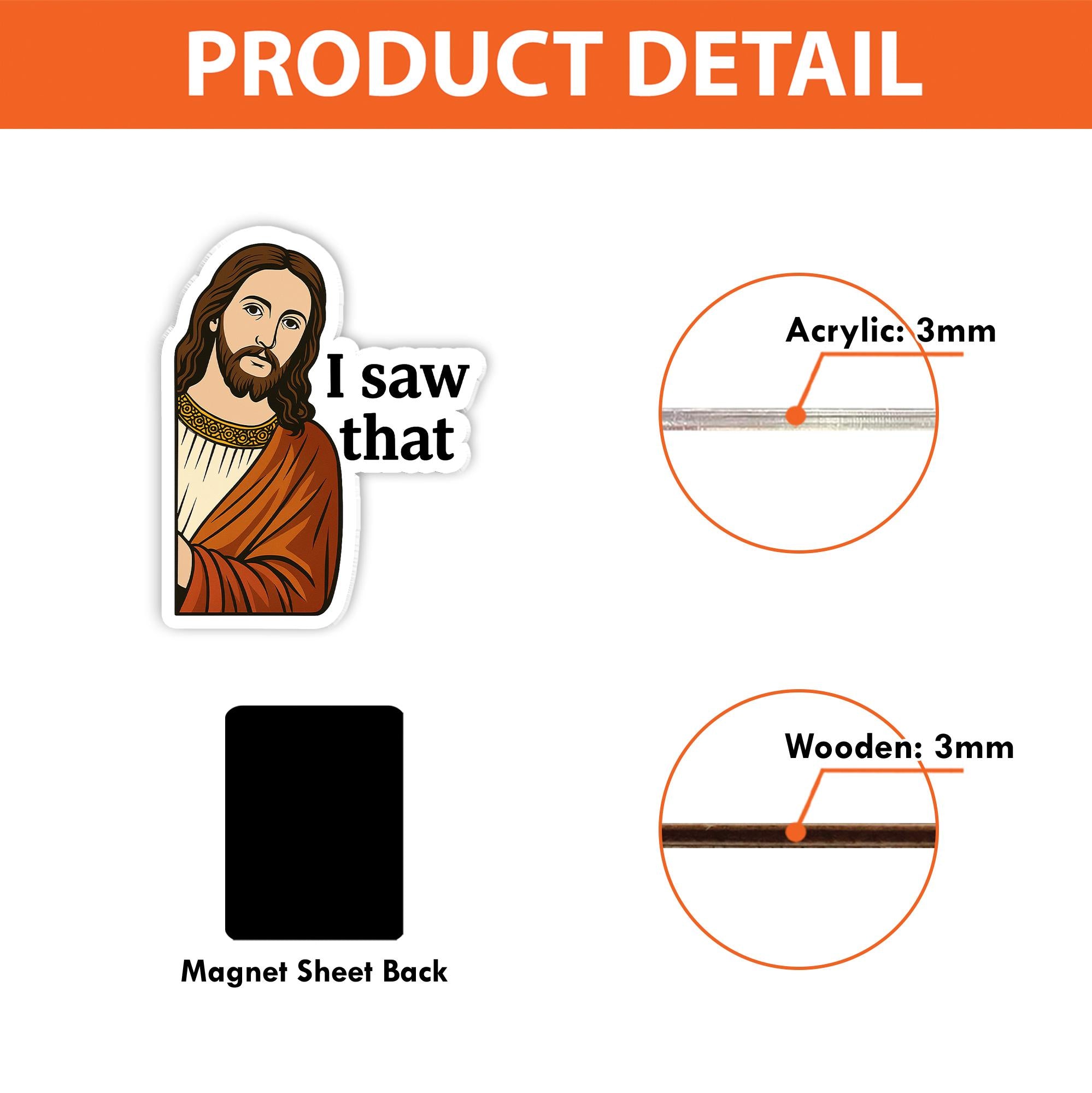 Funny Jesus Fridge Magnet, "I Saw That" Religious Humor Decor, Christian Gag Gift, Faith-Based Sticker Magnet for Kitchen or Office, For Mom