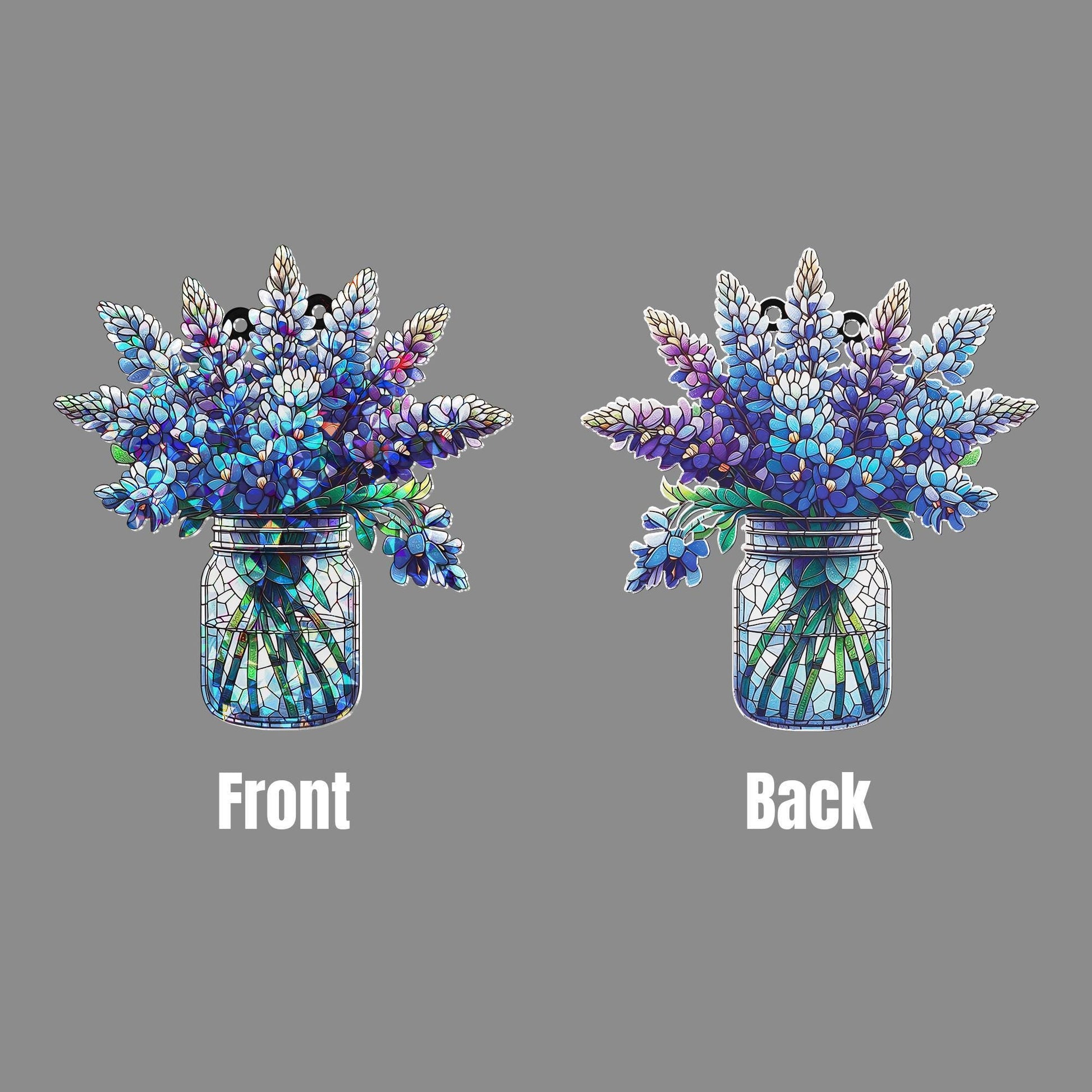Bluebonnet Mason Jar Acrylic  Window Hanging, Floral Bouquet Ornament, Colorful Botanical Home Decor Art, Texas Gardener Gift