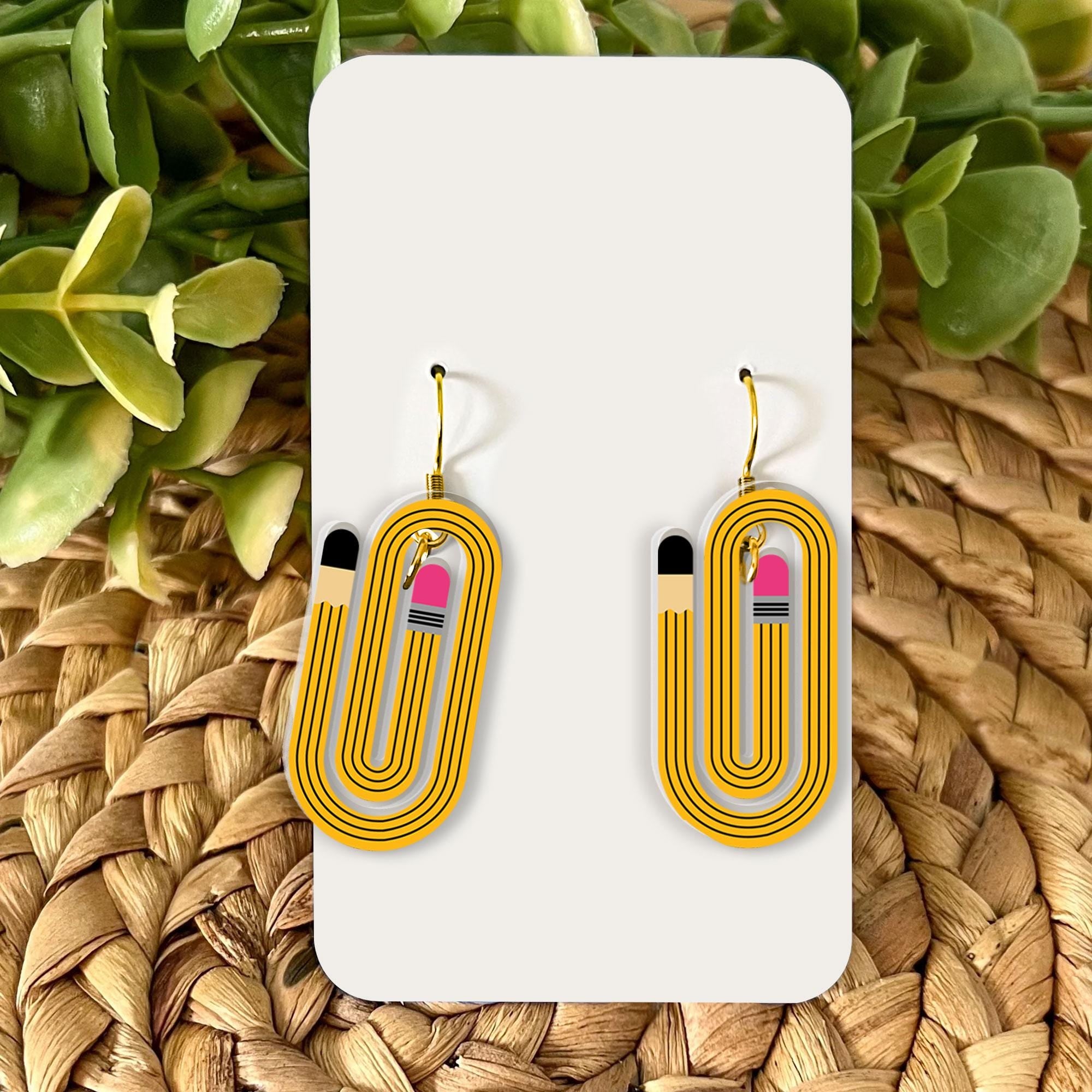 Cute Yellow Pencil Dangle Earrings, Fun Teacher Appreciation Gift, Back to School Jewelry, Lightweight Quirky School Supply Statement