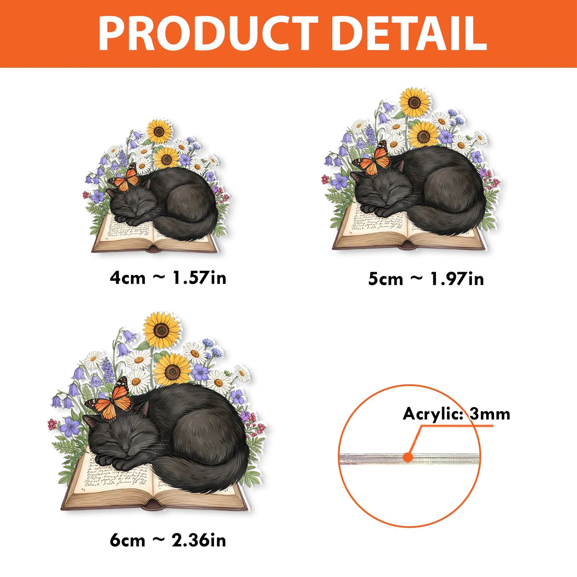 Cute Black Cat Napping on Book Wildflower Badge Reel, Floral ID Holder, Retractable Gift for Nurse Teacher Librarian Book Lover Cat Mom