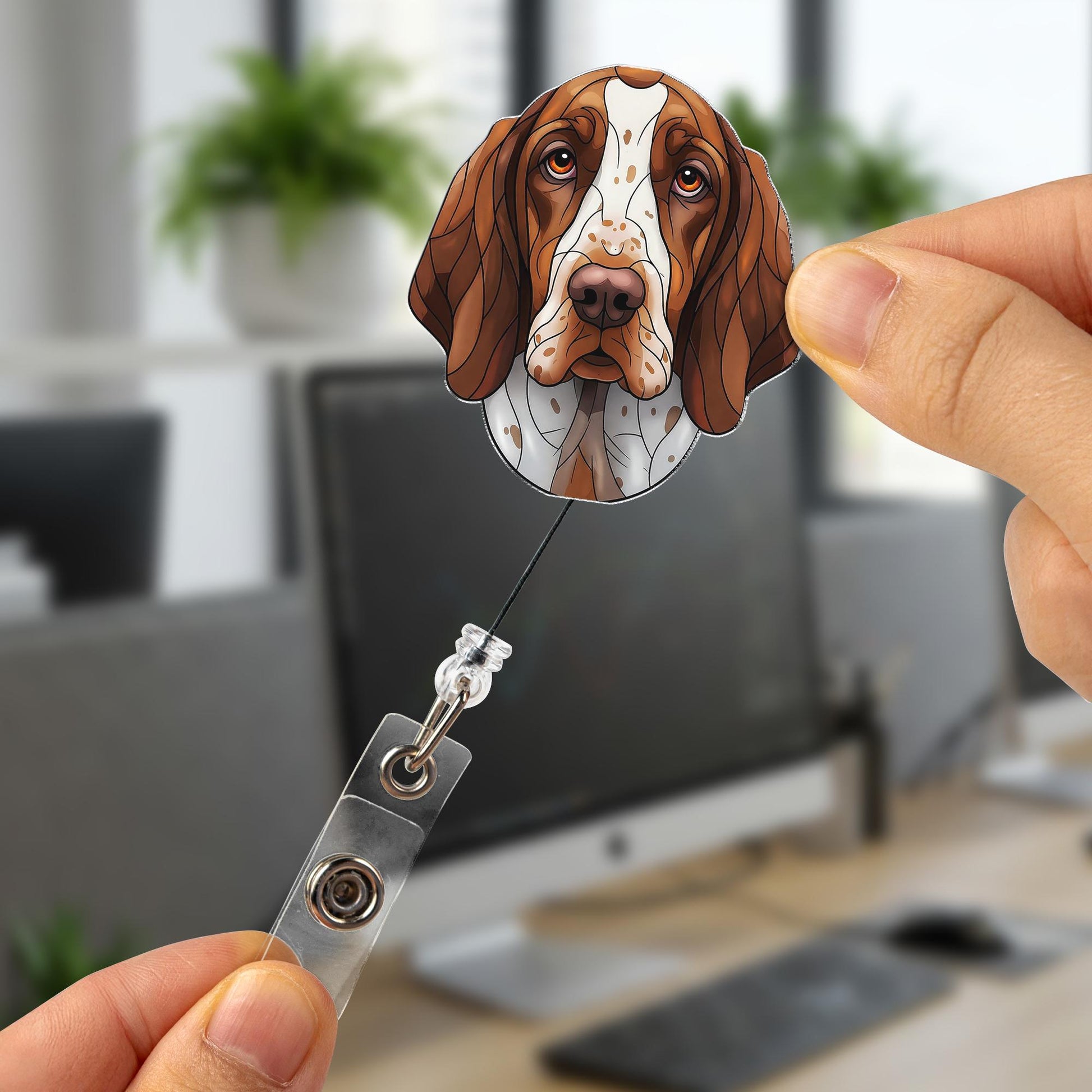 Bracco Italiano Dog Badge Reel | Cute Retractable ID Holder for Nurses, Teachers, Vets | Dog Lover Gift | Office Accessory | Pet Parent