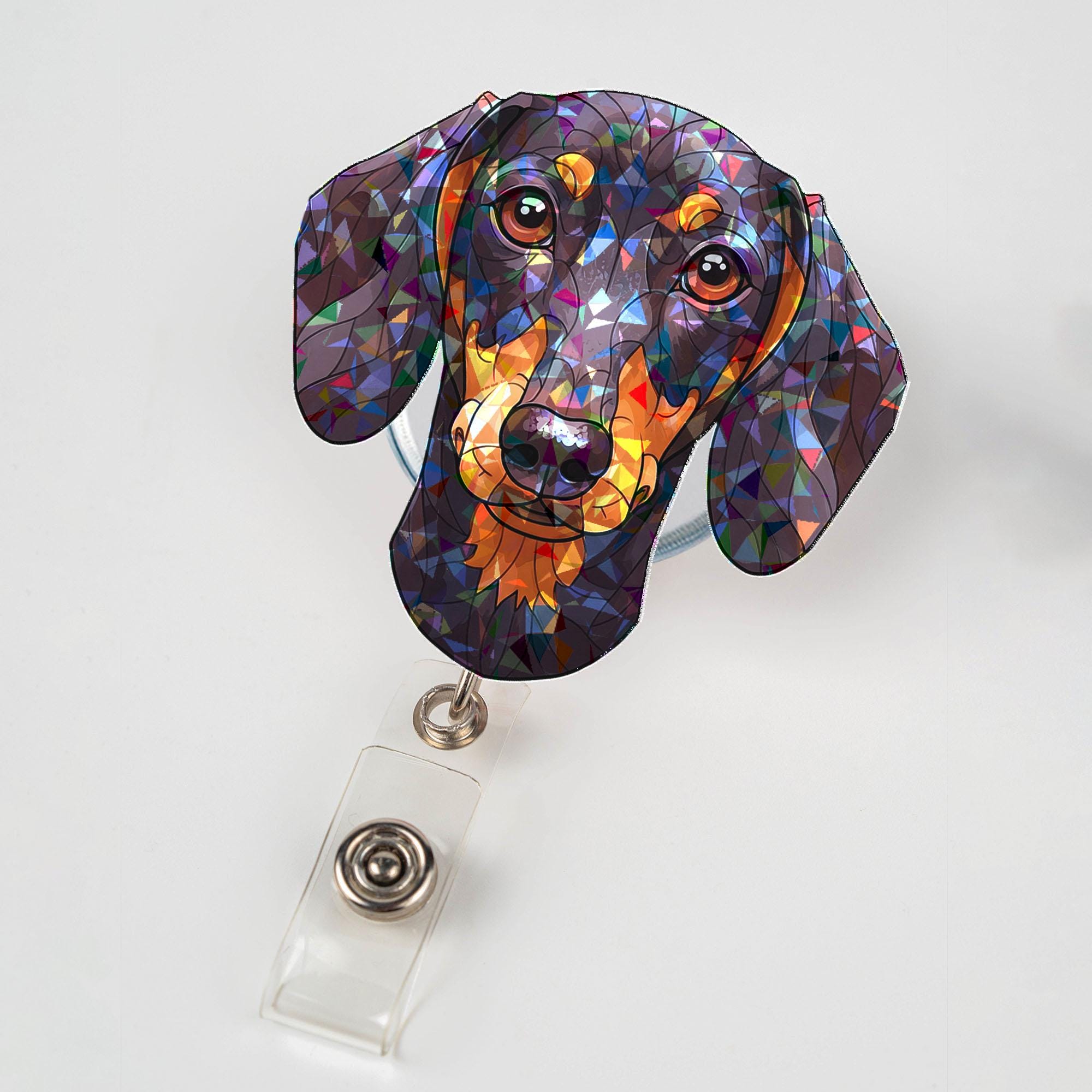 Hologram Dachshund Badge Reel, Cute Doxie Retractable ID Holder, Nurse Gift, Teacher Accessory, Vet Tech, Office Worker