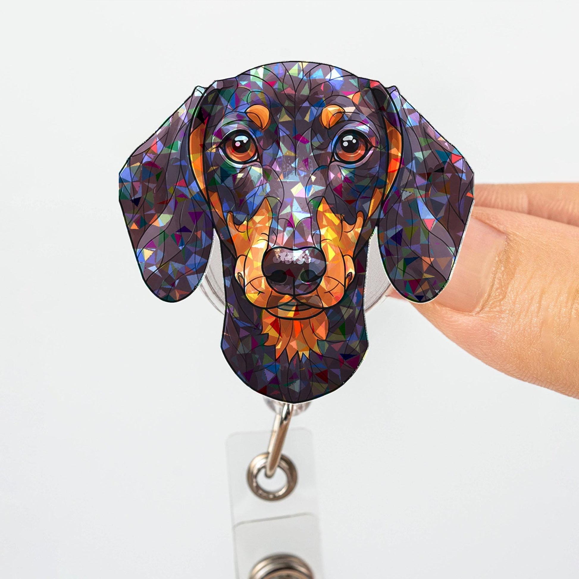 Hologram Dachshund Badge Reel, Cute Doxie Retractable ID Holder, Nurse Gift, Teacher Accessory, Vet Tech, Office Worker