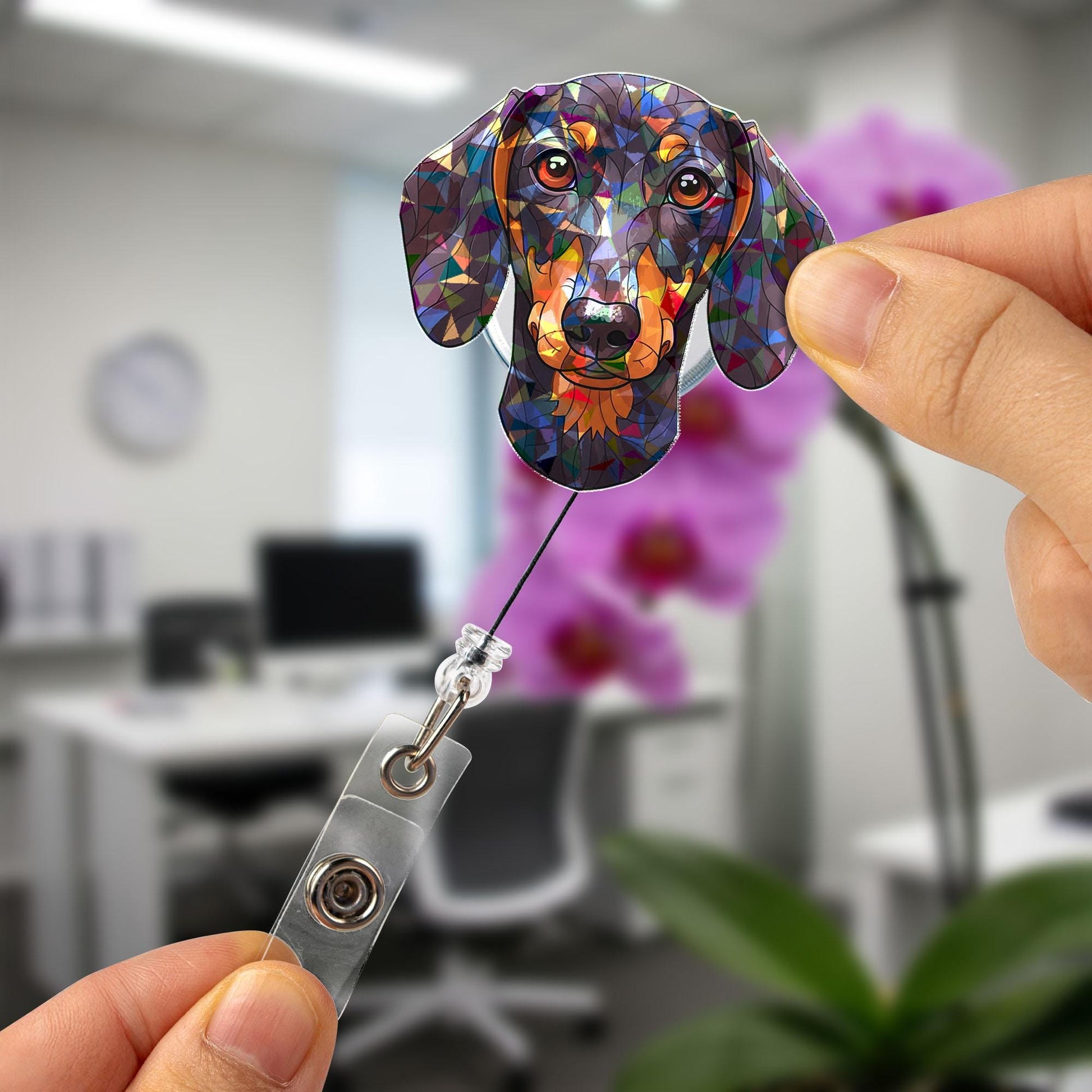Hologram Dachshund Badge Reel, Cute Doxie Retractable ID Holder, Nurse Gift, Teacher Accessory, Vet Tech, Office Worker