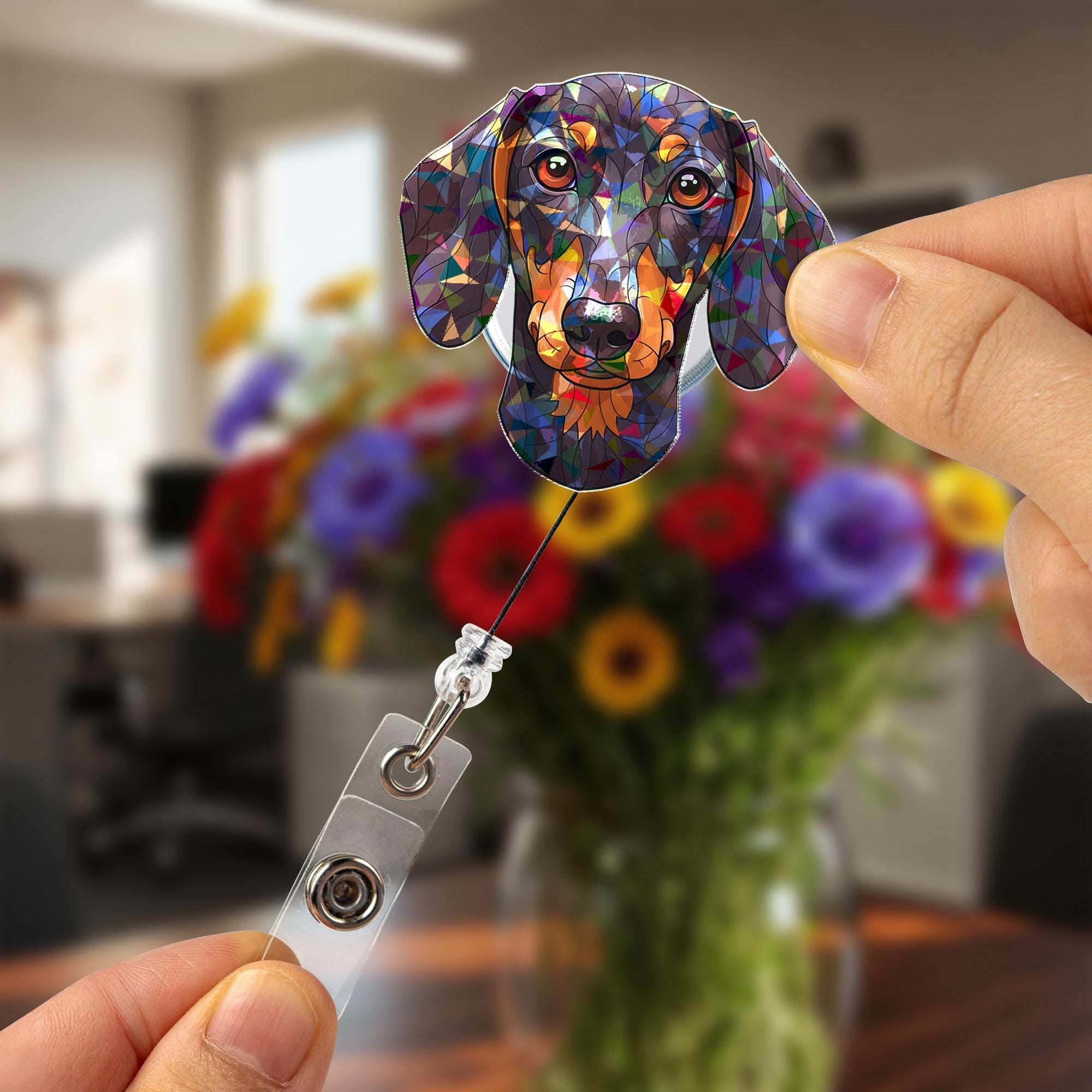 Hologram Dachshund Badge Reel, Cute Doxie Retractable ID Holder, Nurse Gift, Teacher Accessory, Vet Tech, Office Worker