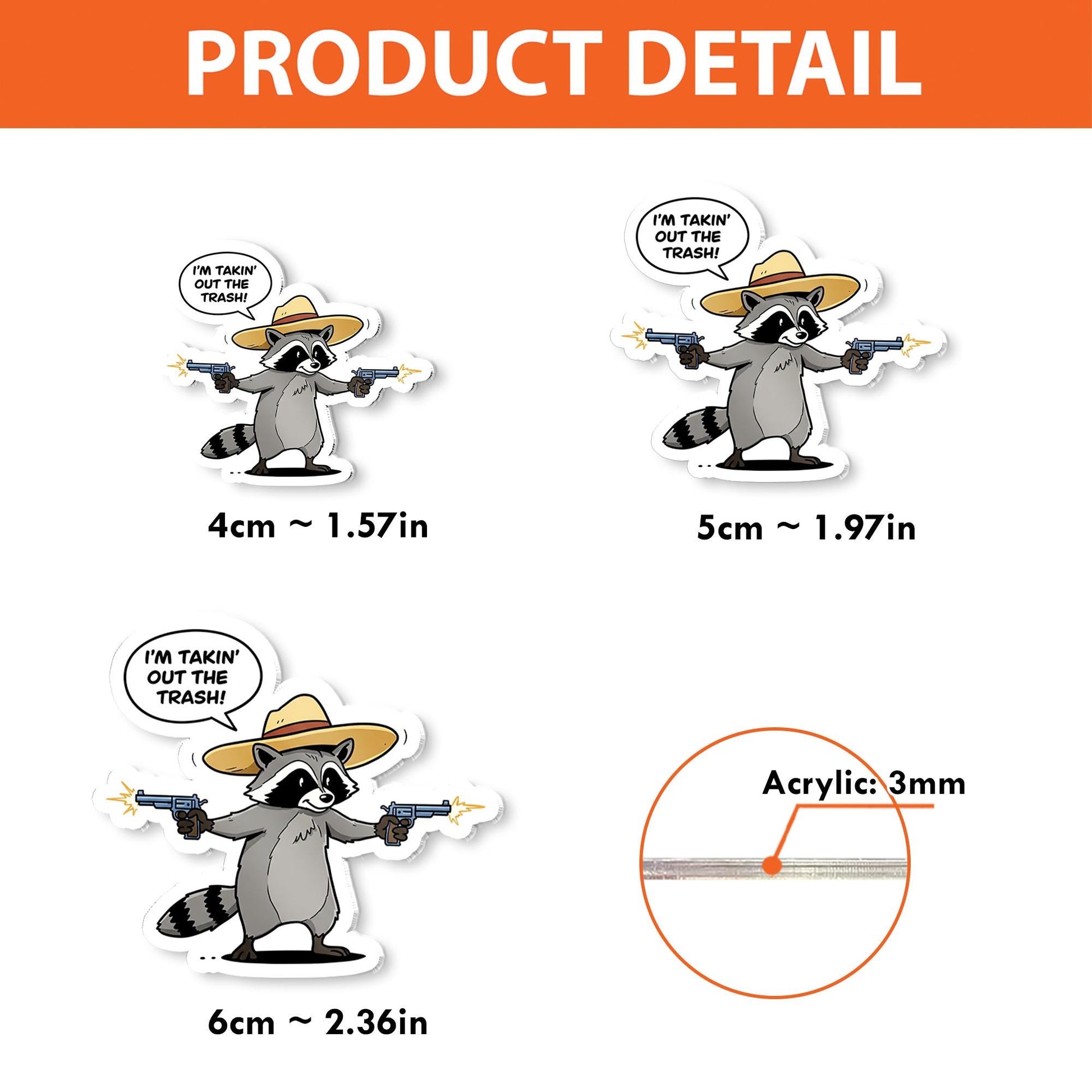 Funny Raccoon Badge Reel "Takin Out The Trash" Sombrero Guns Retractable ID Holder | Cute Animal Nurse Teacher Office Work Humor Gift