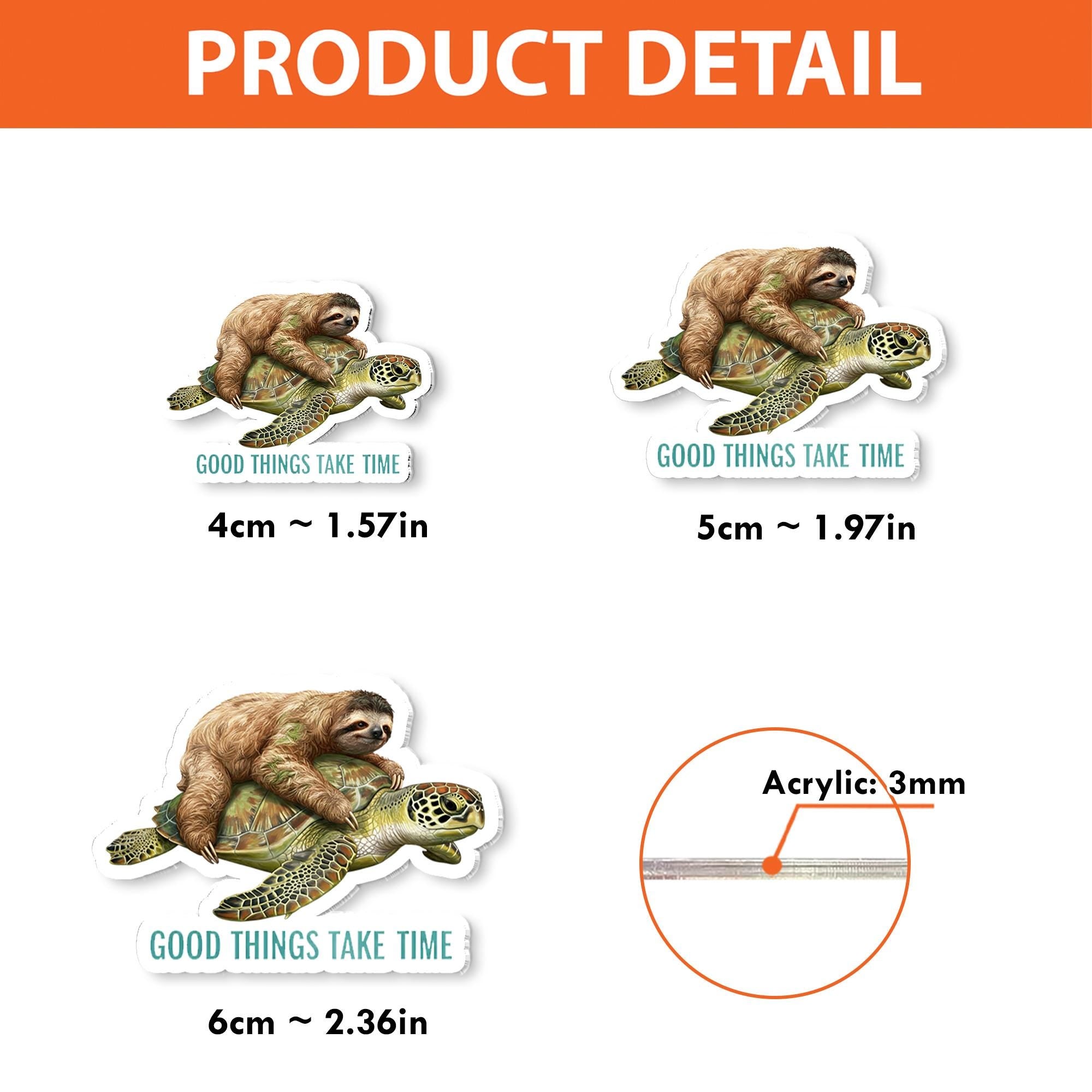 Sloth Riding Turtle Badge Reel "Good Things Take Time", Cute Animal Retractable ID Holder, Inspirational Nurse Teacher Office Staff Gift