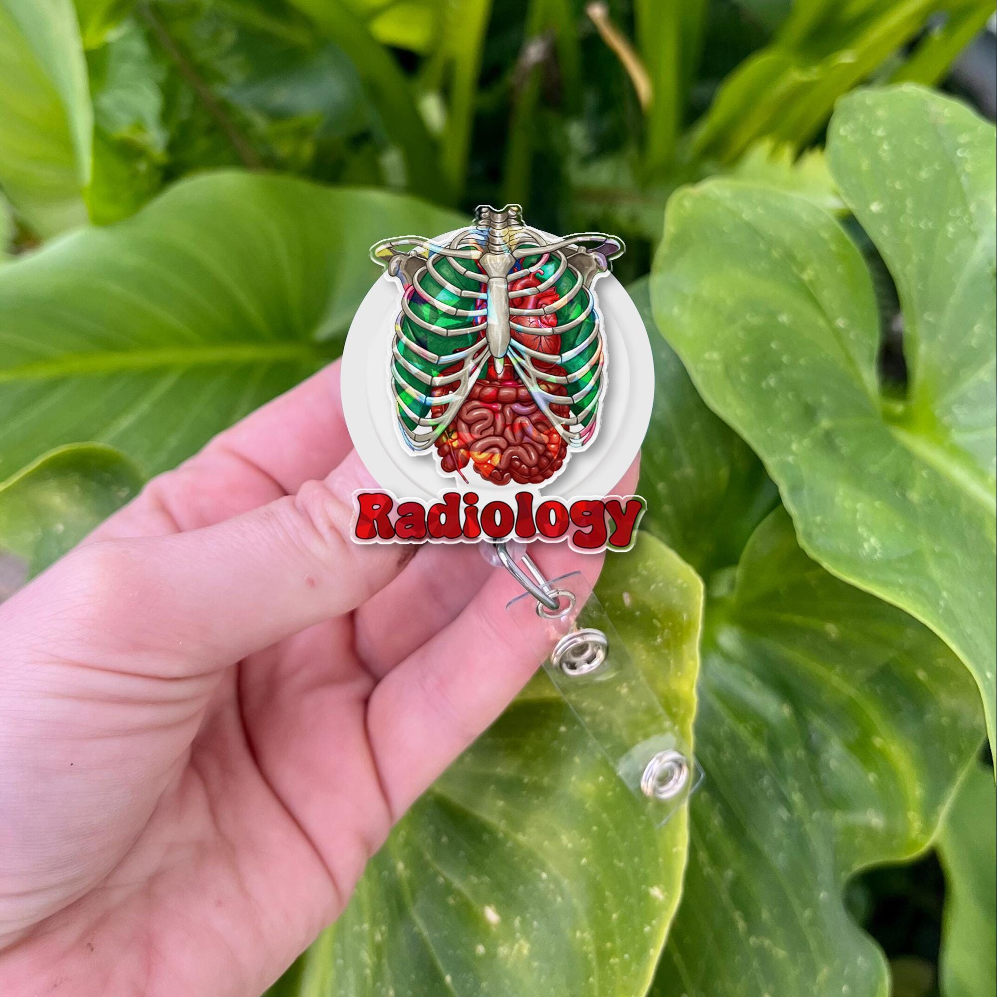 Radiology Badge Reel – Anatomical Organs & Ribcage Medical ID Holder – Retractable Clip for Radiologists, Techs, and Healthcare Staff