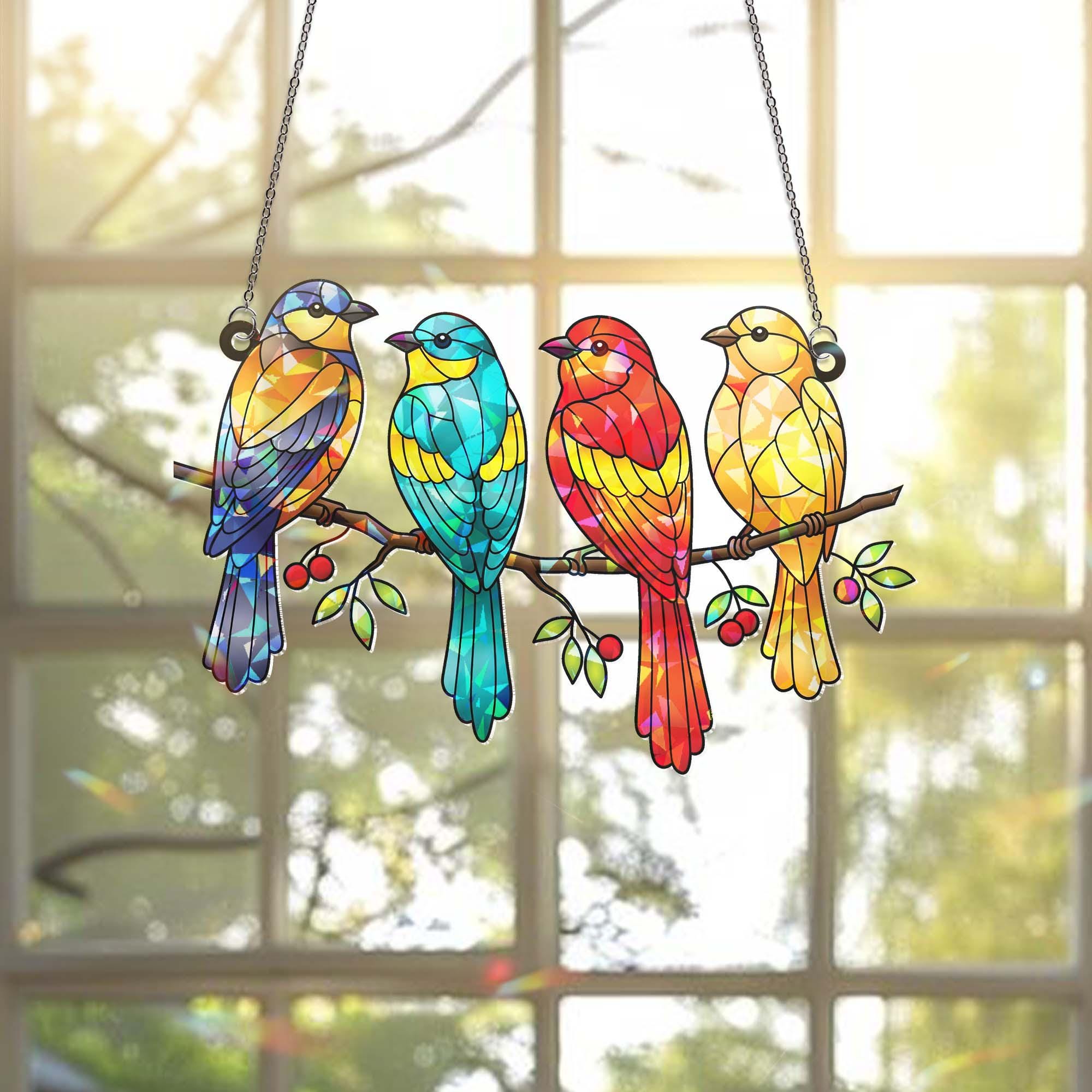 Bird Colorful Window Hanging, Hologram Bird Suncatcher Window Decor, Bird Window Decor, Gift for Bird Lovers, Spring Home Decor