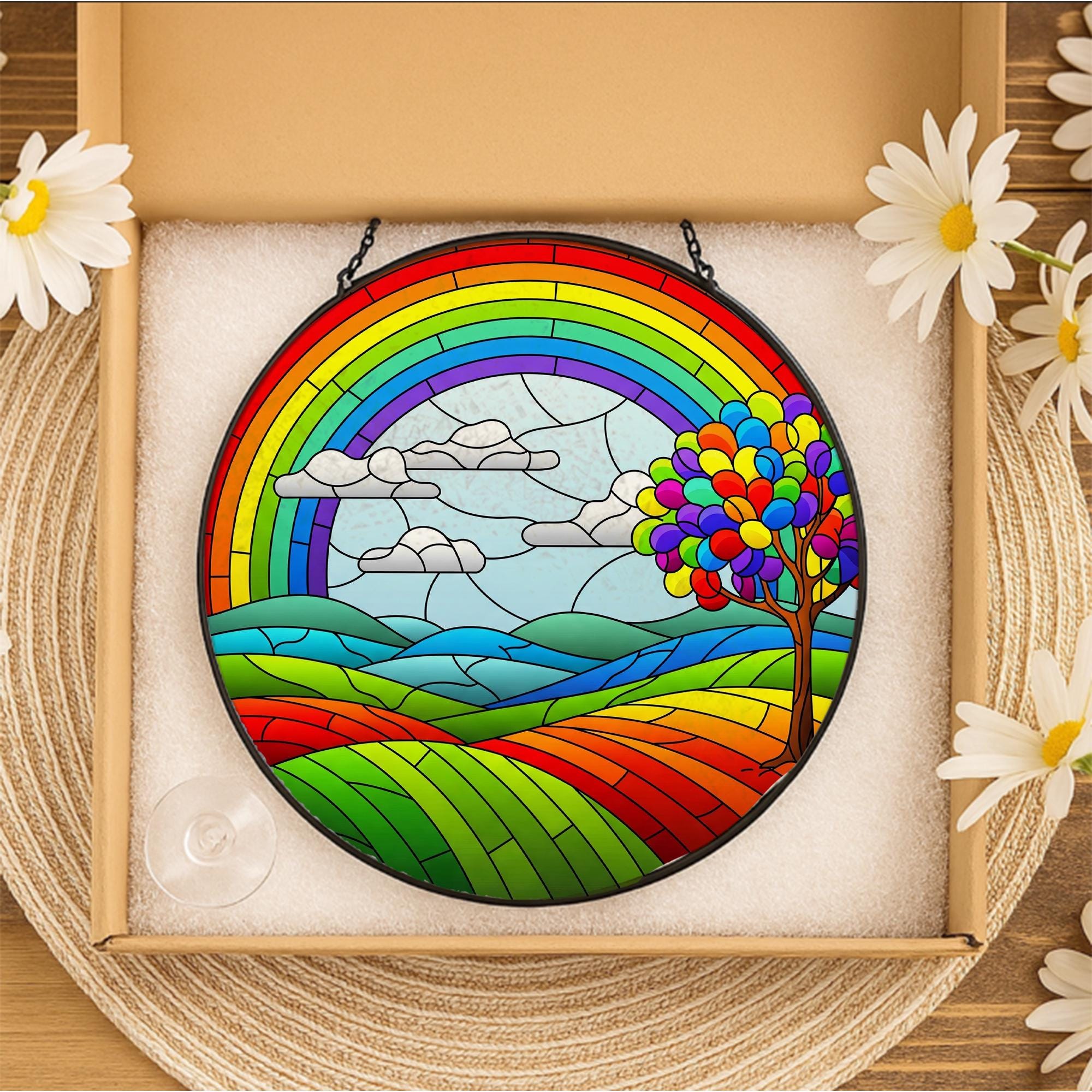 Rainbow LGBT Landscape Glass Suncatcher, Pride Window Hanging, Colorful Sun Catcher Decor, LGBTQ+ Gift, Pride LGBT Home Decor On June