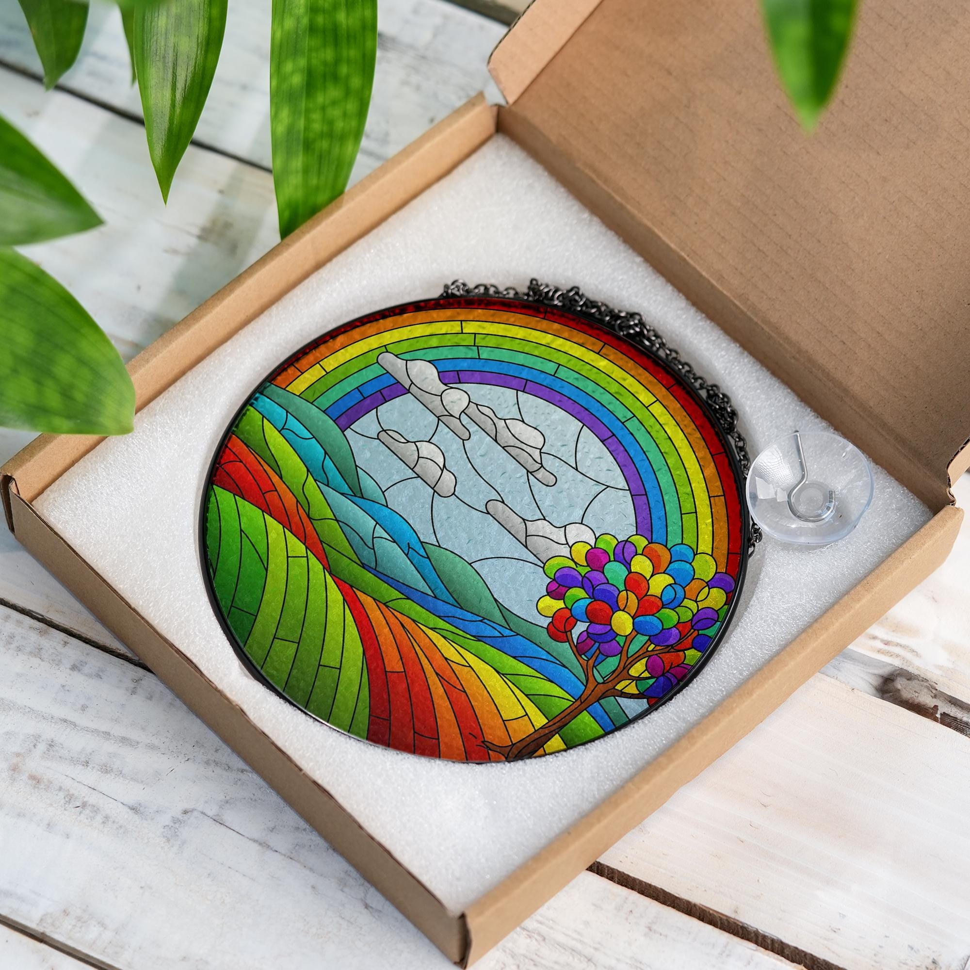 Rainbow LGBT Landscape Glass Suncatcher, Pride Window Hanging, Colorful Sun Catcher Decor, LGBTQ+ Gift, Pride LGBT Home Decor On June