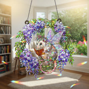 Reading Possum  Acrylic Hologram Window Hanging, Cute Fairy Animal Decor, Book Lover Gift, Possum Sunlight Ornament, Possum Lover Decor