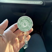 Lotus Flower Badge Reel, May All Beings Be Happy Free Spiritual Yoga Zen ID Holder, Nurse Teacher Therapist Mindfulness Gift, Mother's Day