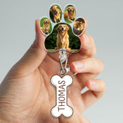 Personalized Dog Paw Badge Reel, Custom Pet Photo ID Holder, Bone Name Tag, Dog Lover Gift, Pet Owner Retractable Badge Clip Accessory