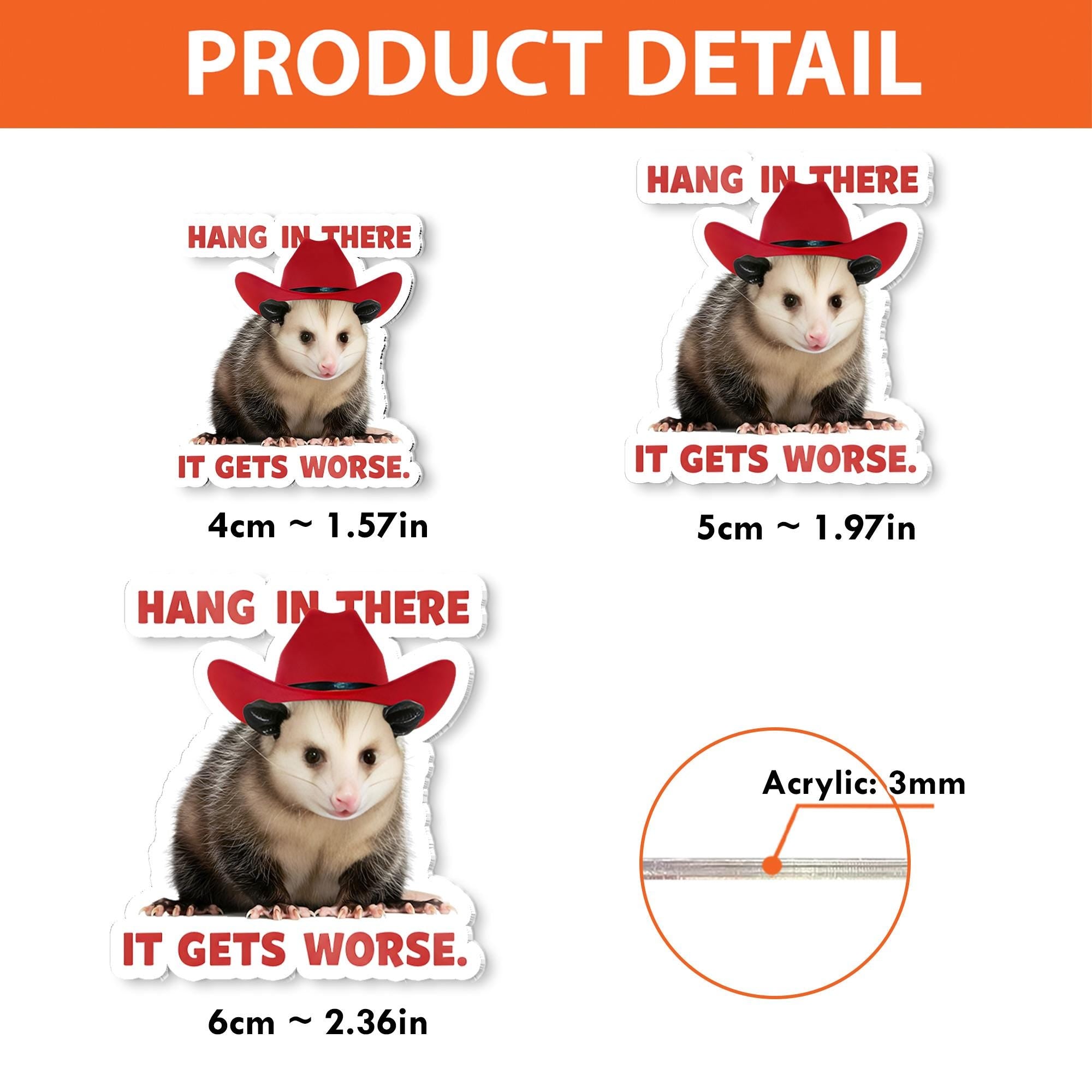 Funny Opossum Cowboy Badge Reel, Hang In there It Gets Worse Sarcastic Humor, Retractable ID Holder, Nurse Teacher Office Gag Gift