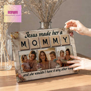 Custom Mom Photo Canvas, Jesus Made Her a Mommy Art Print, Personalized Mother’s Day Gift, Christian Photo Frame for Mom, Gift For Grandma