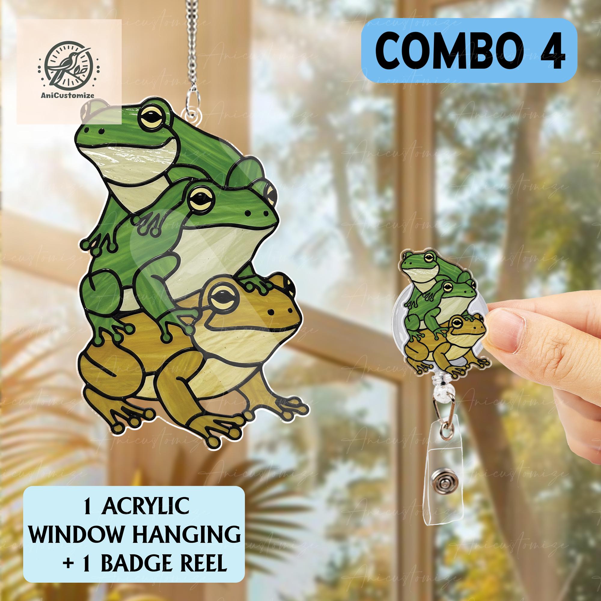 Special Gift Set 2025, Frog Stack ACRYLIC Window Hanging, Cottagecore Window Decor, Frog Lover Decor, Funny Frogs Decor, Home Decoration