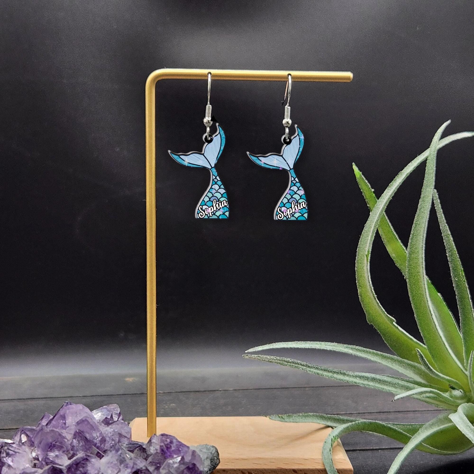 Personalized Mermaid Earrings – Ocean-Inspired Jewelry for Her – Nautical Gift – Beach Lover Accessory – Fantasy Mermaid Gift – Sea Jewelry