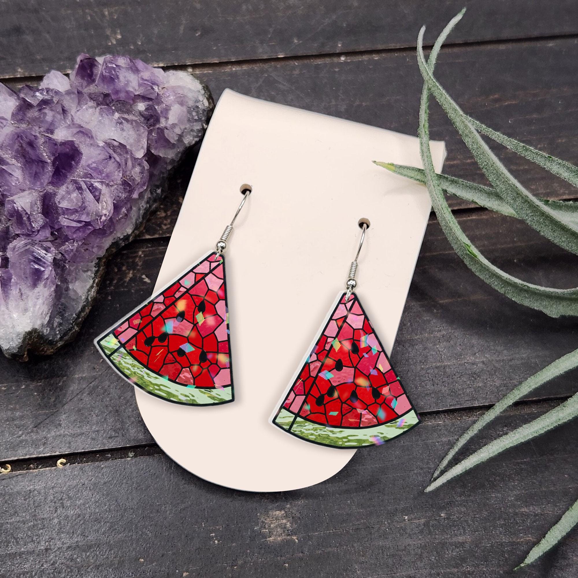 Watermelon Earrings – Fun Fruit Jewelry for Summer – Cute Gift for Her – Kawaii Food Earrings – Handmade Statement Accessory