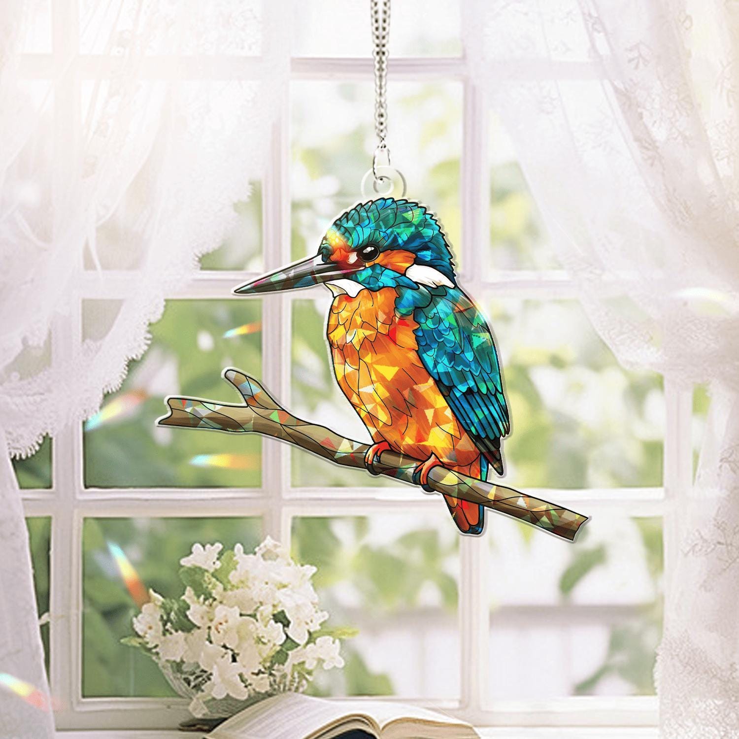 Kingfisher Acrylic Window Hanging – Nature Lovers, Gift for Birdwatchers – Nature Lovers, Garden Home Decor Gift, Bird Lover, Gift For Mom