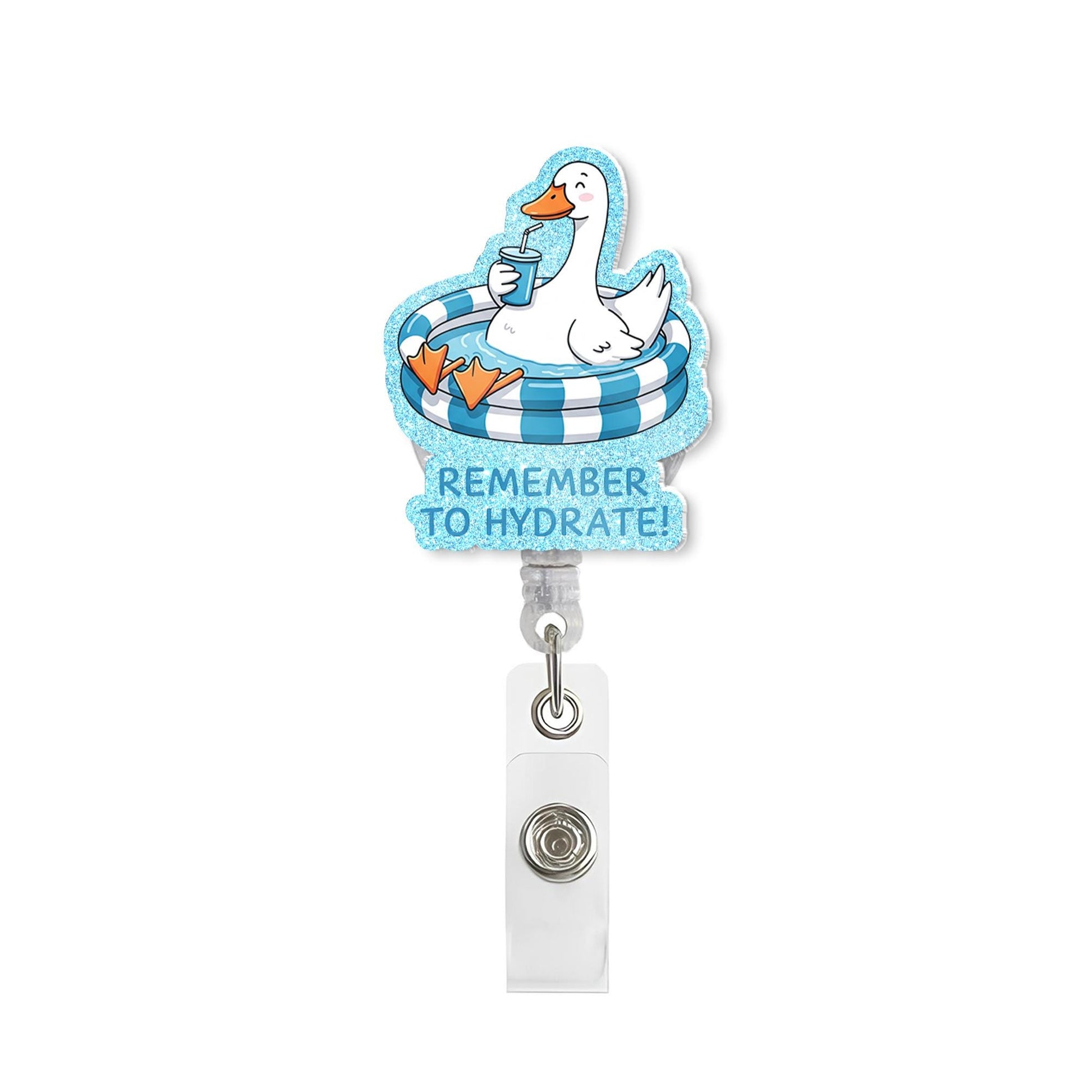 Remember to Hydrate Silly Goose Badge Reel – Funny Nurse ID Holder, Nurse Badge Clip, Cute Hydration Reminder Work Accessory