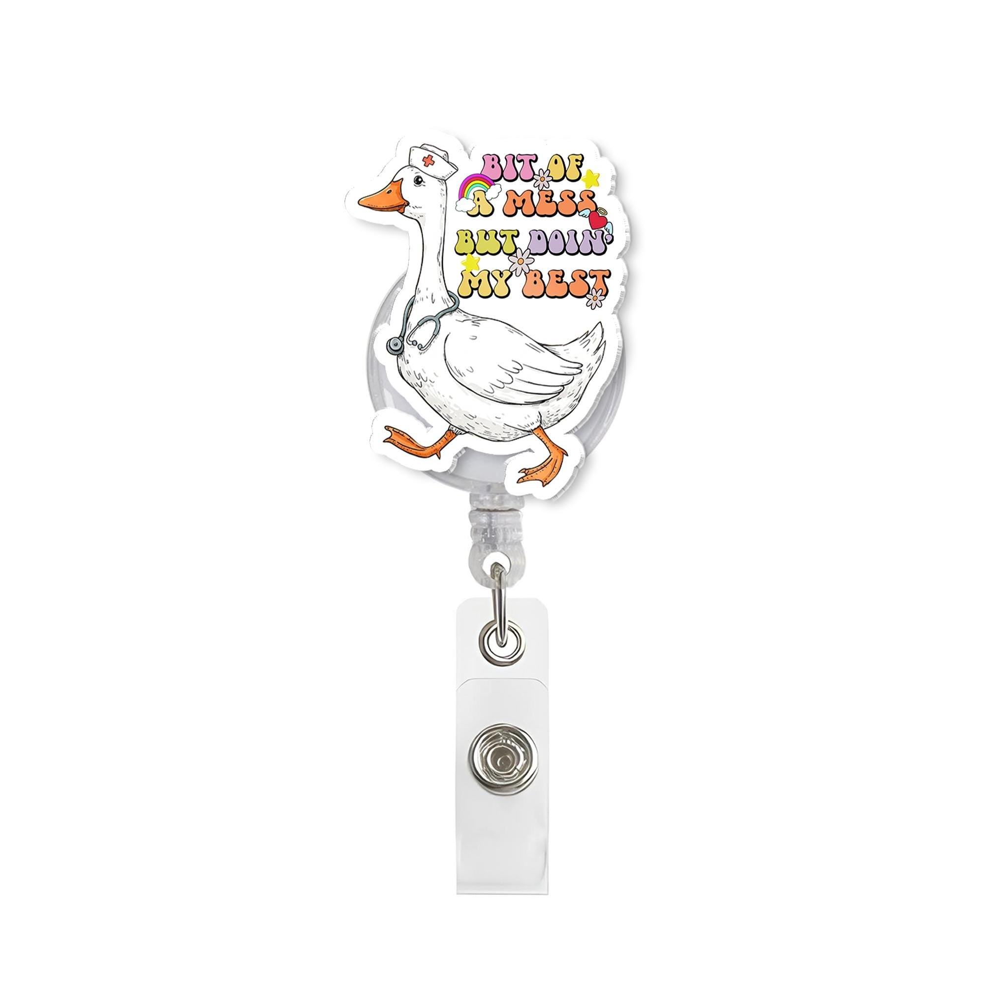 Silly Goose Nurse Badge Reel, Funny Nurse ID Clip, Goose Badge Holder, Cute RN Gift for Nurses, Retractable Animal Badge, Funny Nurse Gift