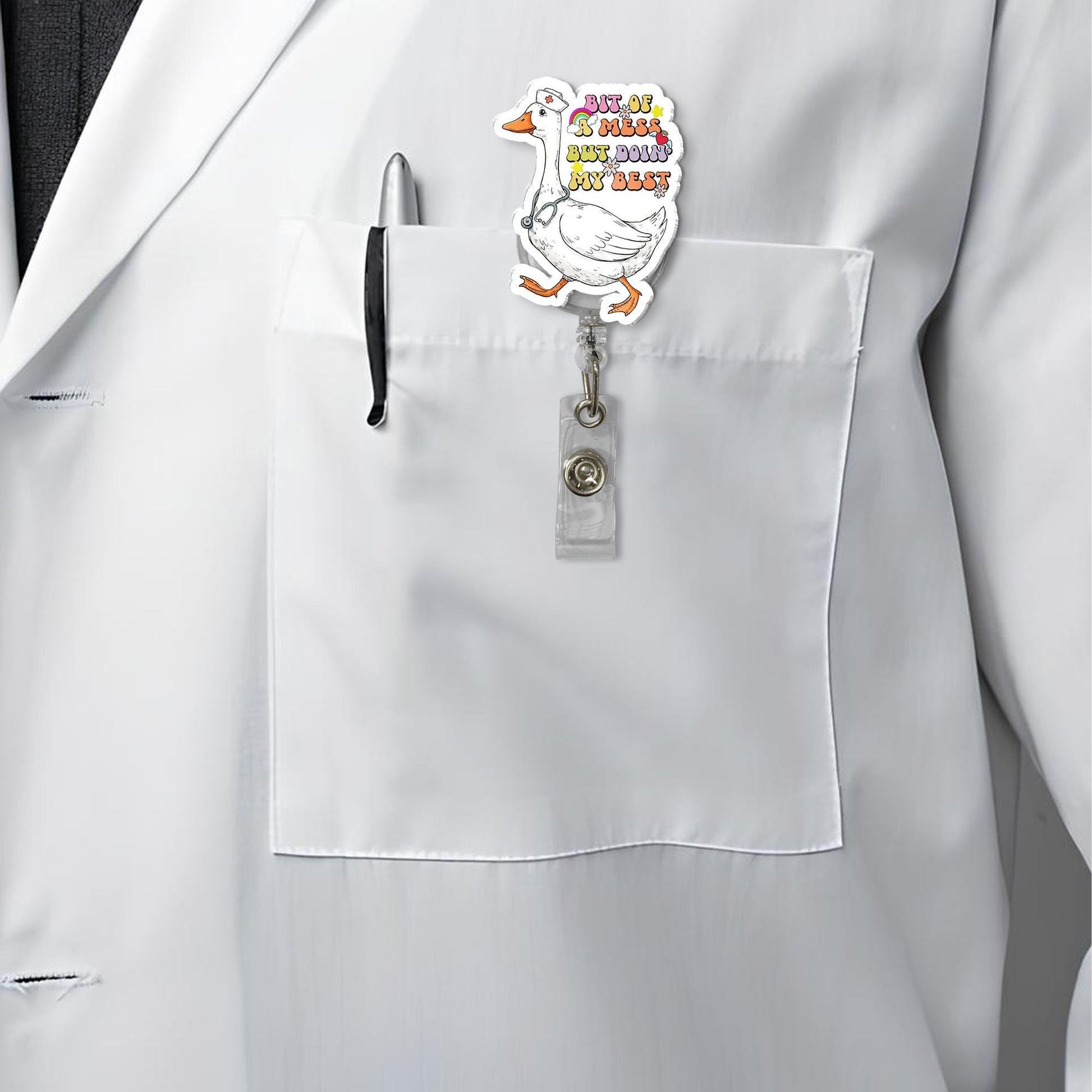 Silly Goose Nurse Badge Reel, Funny Nurse ID Clip, Goose Badge Holder, Cute RN Gift for Nurses, Retractable Animal Badge, Funny Nurse Gift