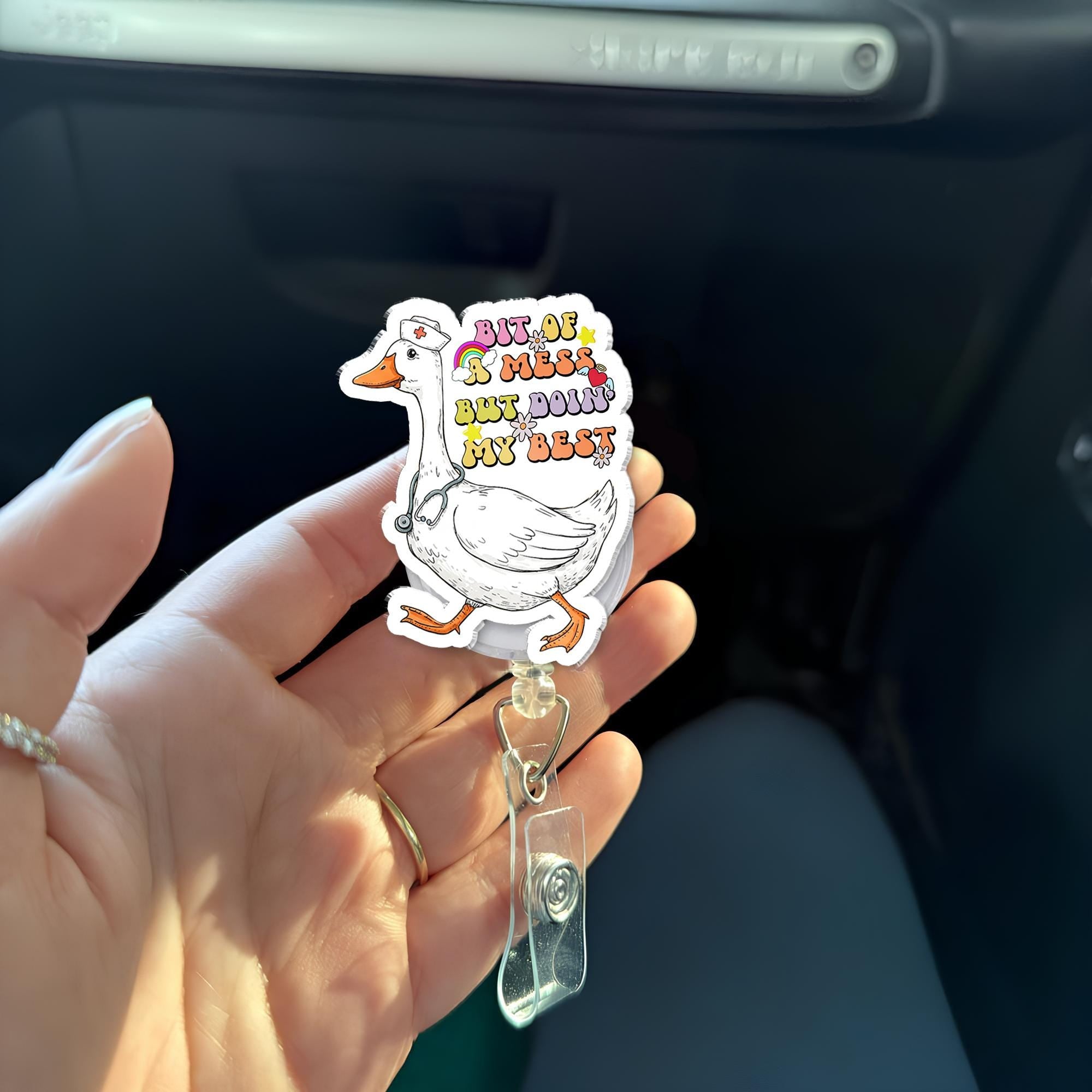 Silly Goose Nurse Badge Reel, Funny Nurse ID Clip, Goose Badge Holder, Cute RN Gift for Nurses, Retractable Animal Badge, Funny Nurse Gift