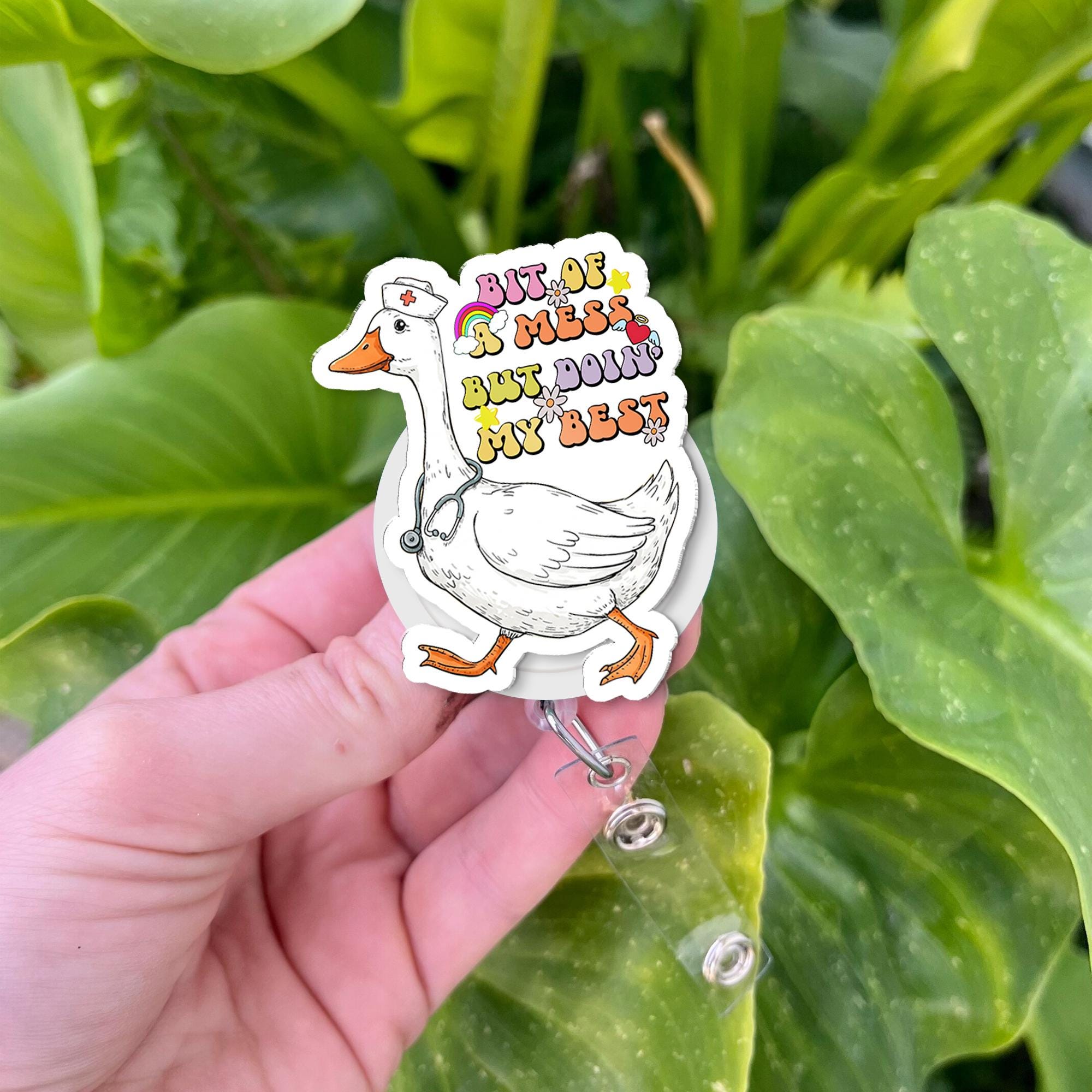 Silly Goose Nurse Badge Reel, Funny Nurse ID Clip, Goose Badge Holder, Cute RN Gift for Nurses, Retractable Animal Badge, Funny Nurse Gift