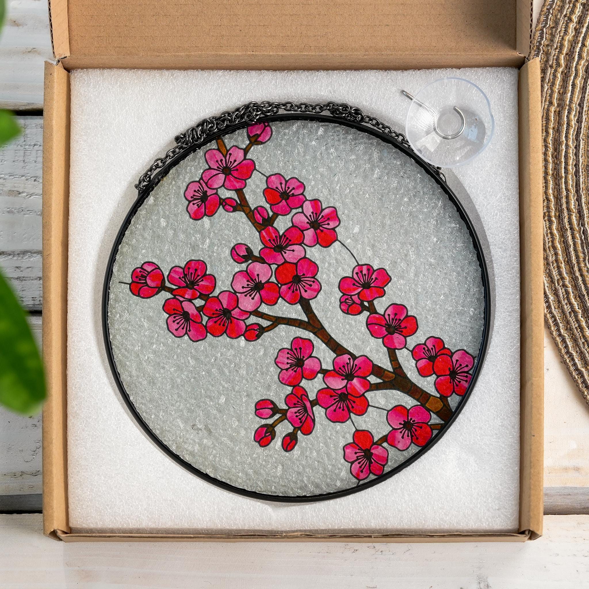 Cherry Blossom Suncatcher, Sakura Window Hanging, Pink Floral Japanese Art, Nature Lover Home Decor Gift, Unique Home Decor, Gift for Her