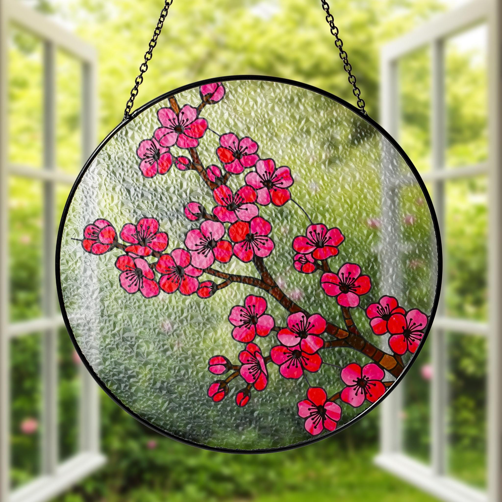 Cherry Blossom Suncatcher, Sakura Window Hanging, Pink Floral Japanese Art, Nature Lover Home Decor Gift, Unique Home Decor, Gift for Her
