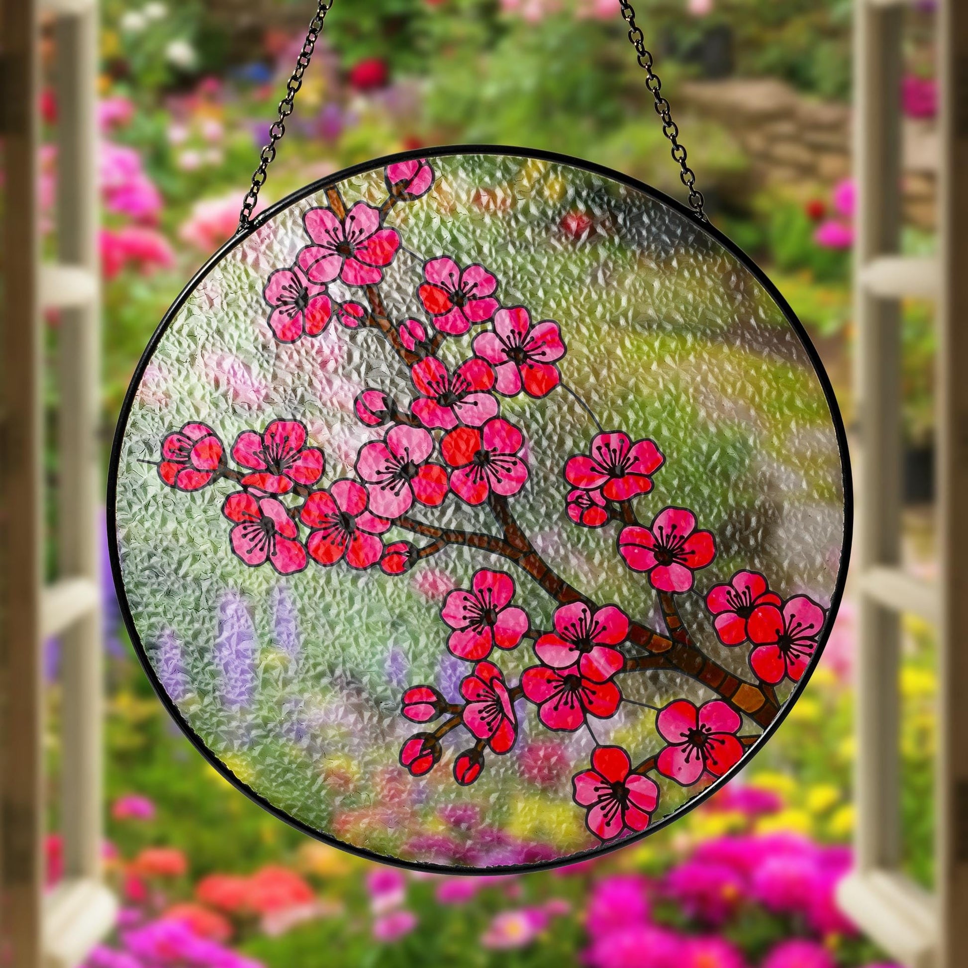 Cherry Blossom Suncatcher, Sakura Window Hanging, Pink Floral Japanese Art, Nature Lover Home Decor Gift, Unique Home Decor, Gift for Her